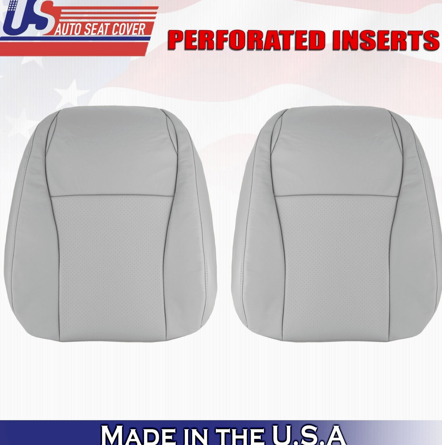 2012 2013 For Toyota Highlander Driver & Passenger Top Perf Leather Covers Gray