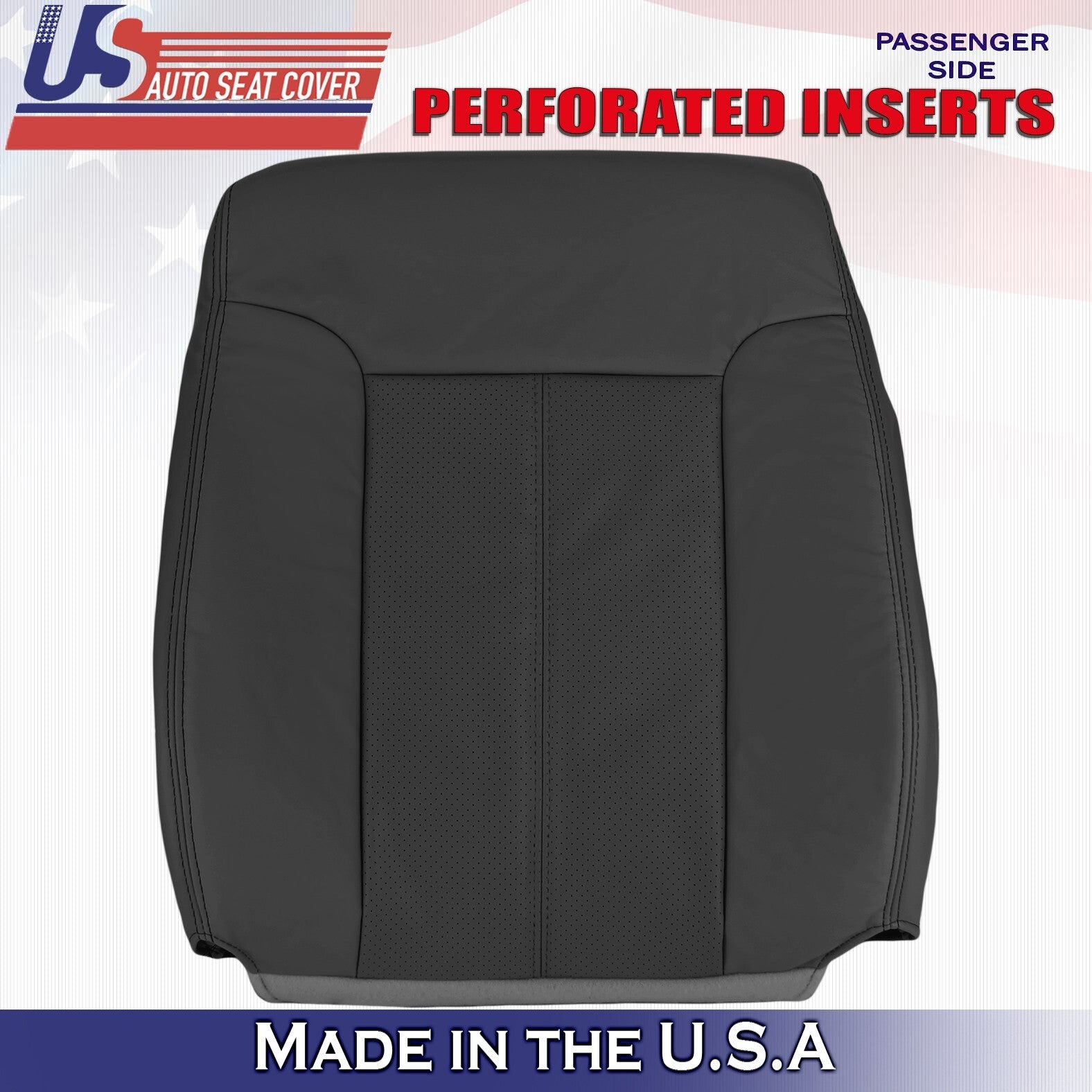 2011 to 2016 For Ford F250 F350 Lariat Passenger Top Perf Leather Seat Cover BLK