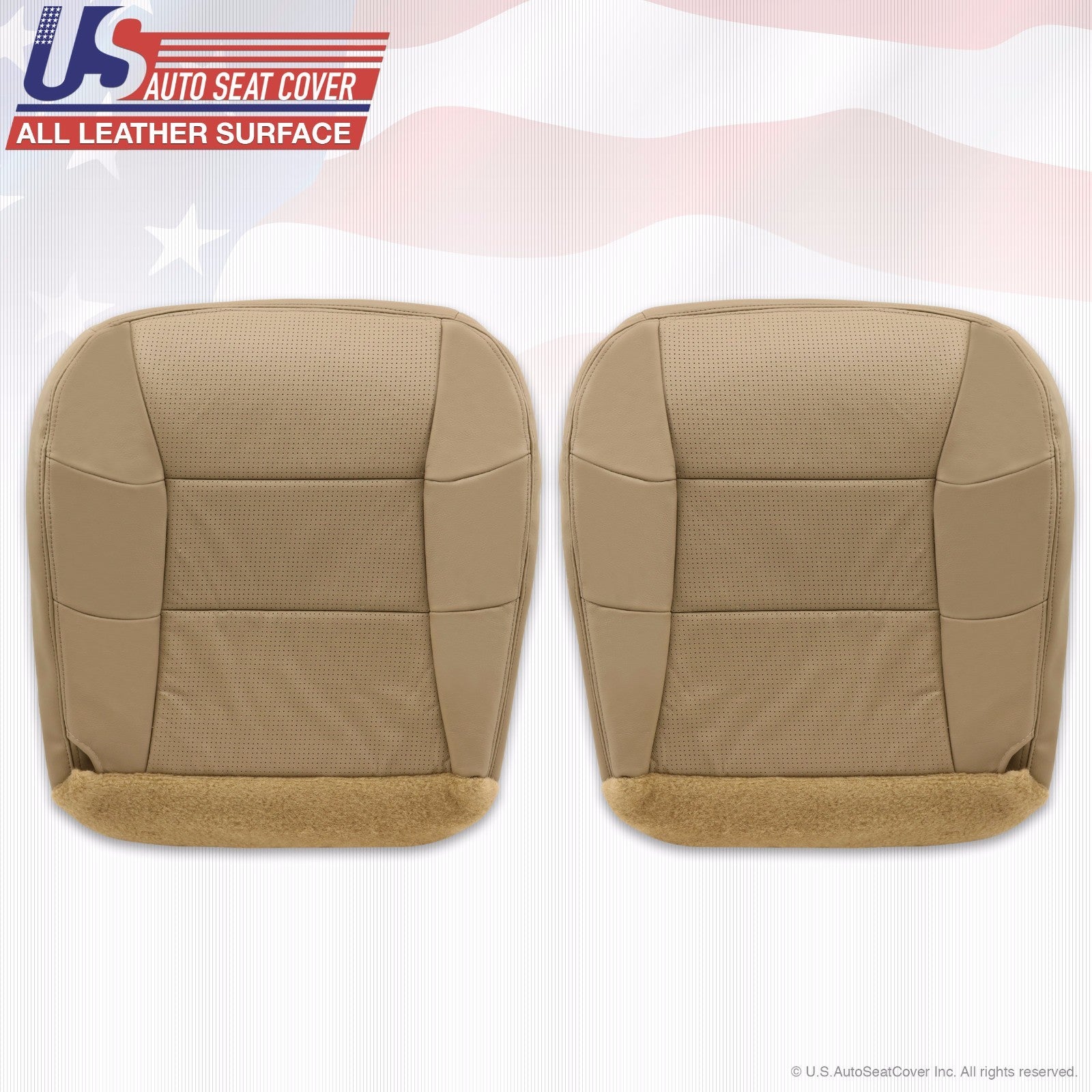 2001 Lincoln Navigator Driver-Passenger Bottom Perforated Leather Seat Cover Tan