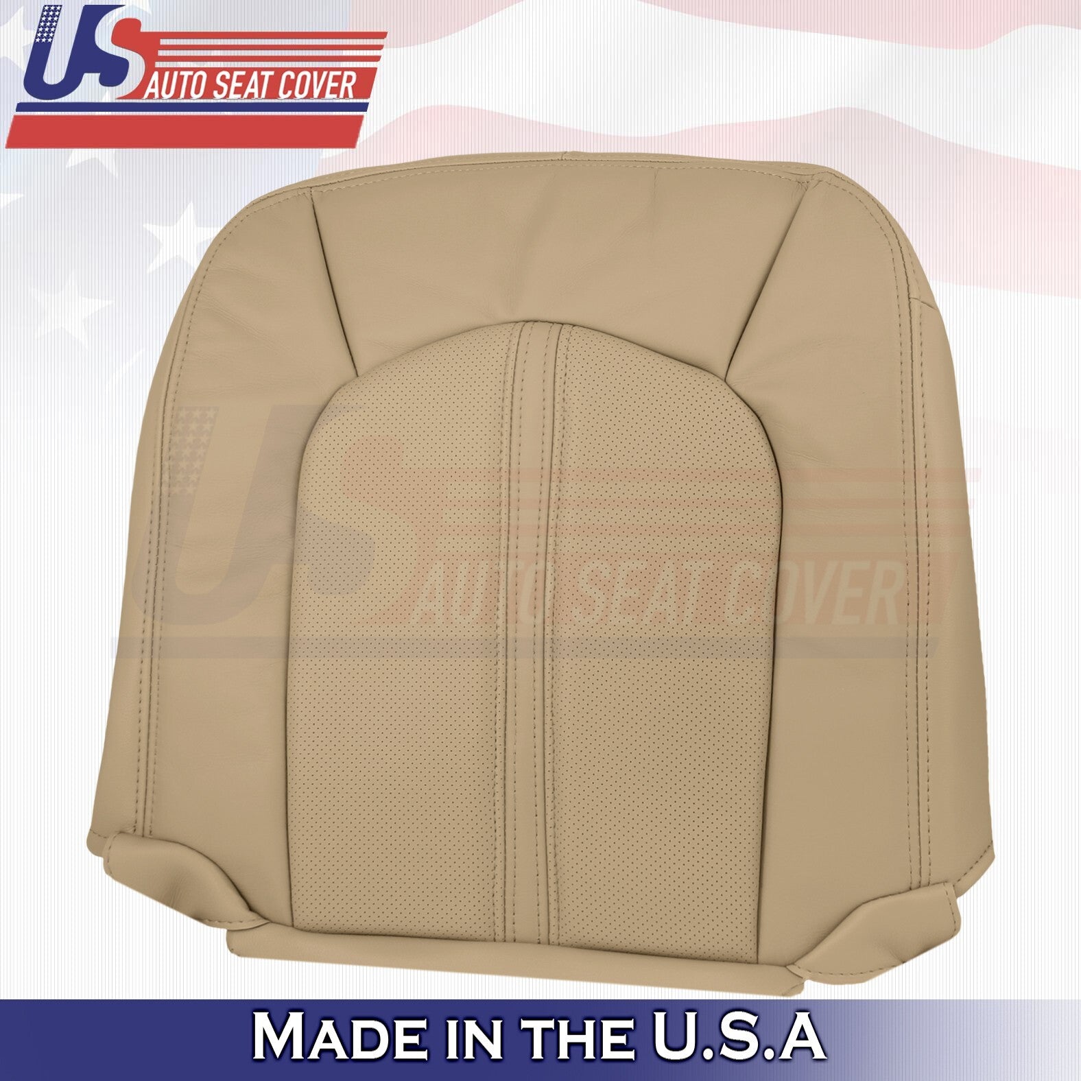 2008 to 2013 For Cadillac CTS Front Driver Top & Bottom Leather Seat Covers Tan