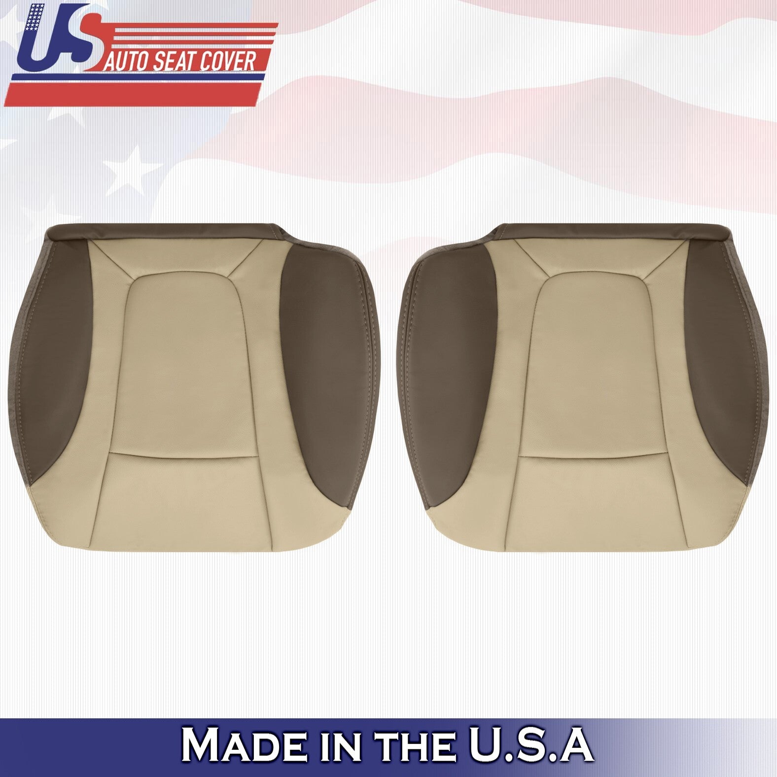 2002 to 2004 For Chevy Trailblazer Front Set Bottoms&Tops Leather Seat Cover Tan