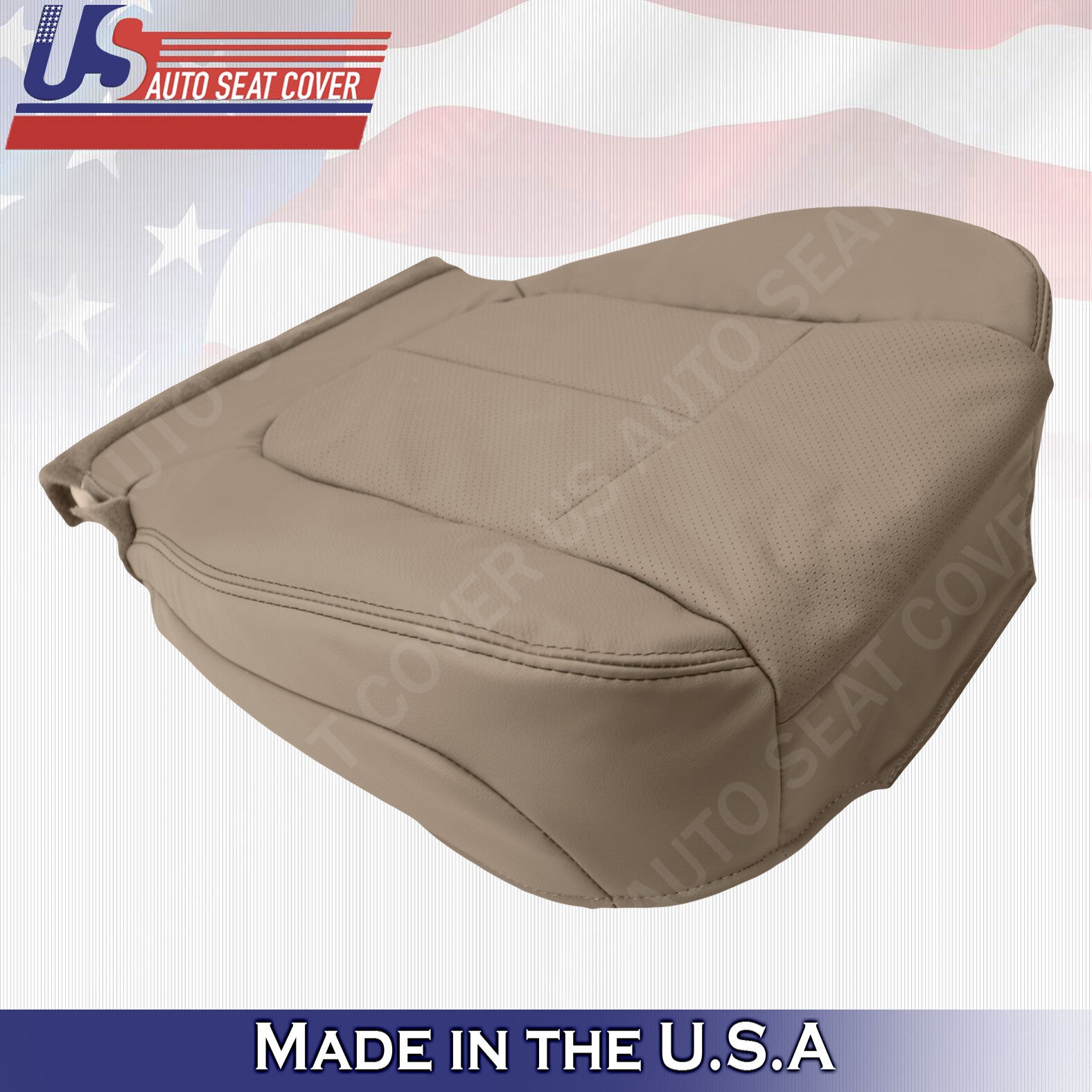 Driver Bottom Perforated Leather Cover Tan 2011 to 2014 Fits Ford F150 Lariat