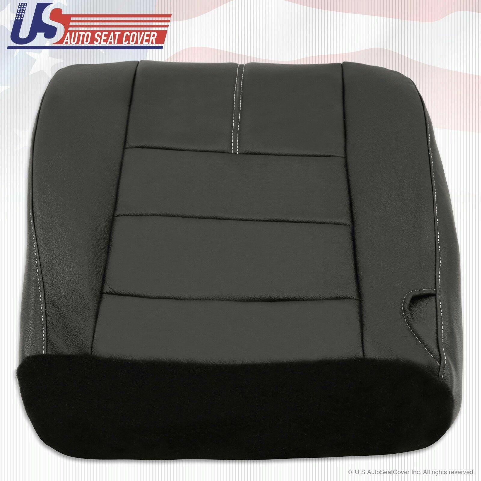 08'-09'-10' Ford F250 Driver Bottom Leather Seat Cover and Foam Seat Cushion-Blk