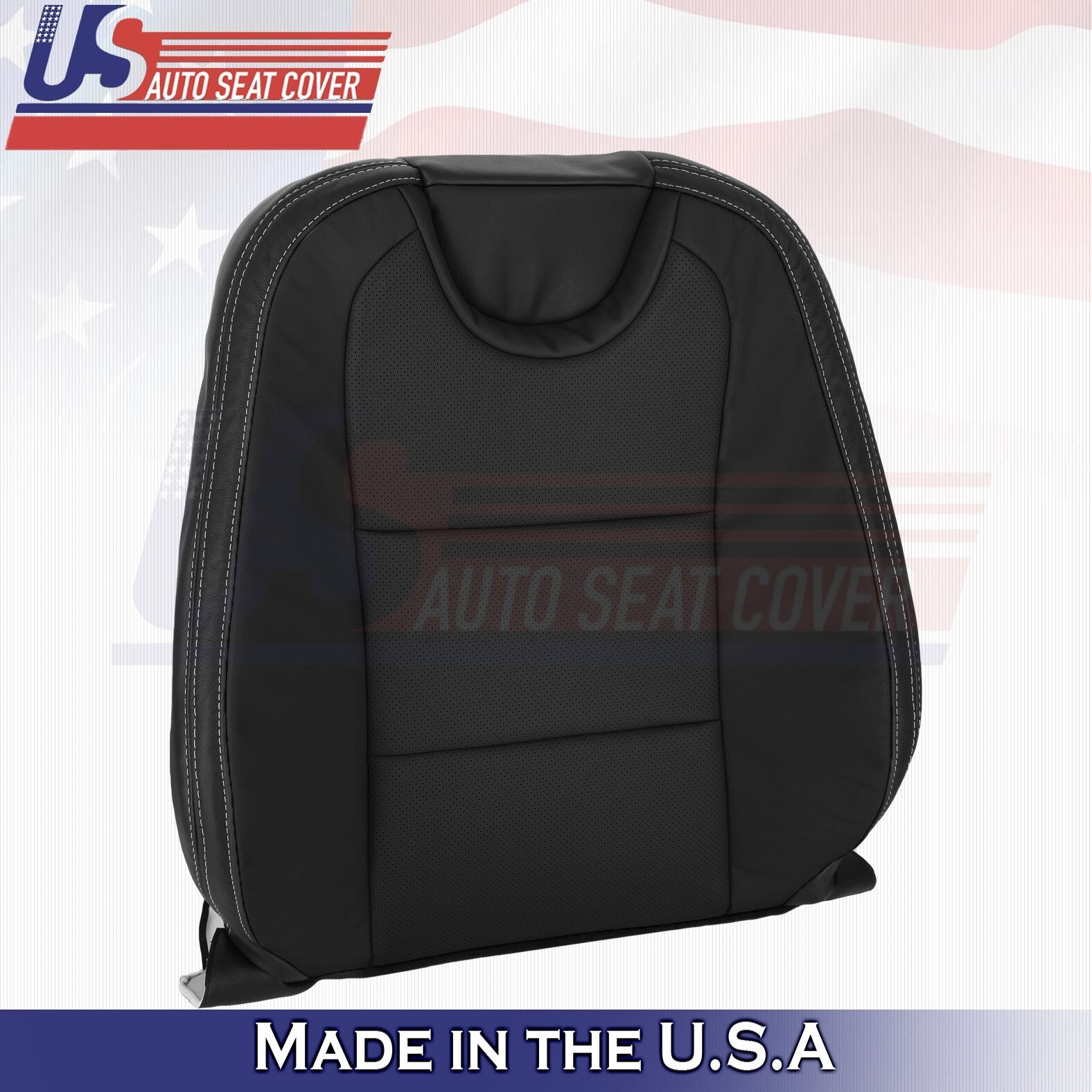 2010-2015 Fits Chevy Camaro Driver Bottom & Top Perforated Leather Cover Black