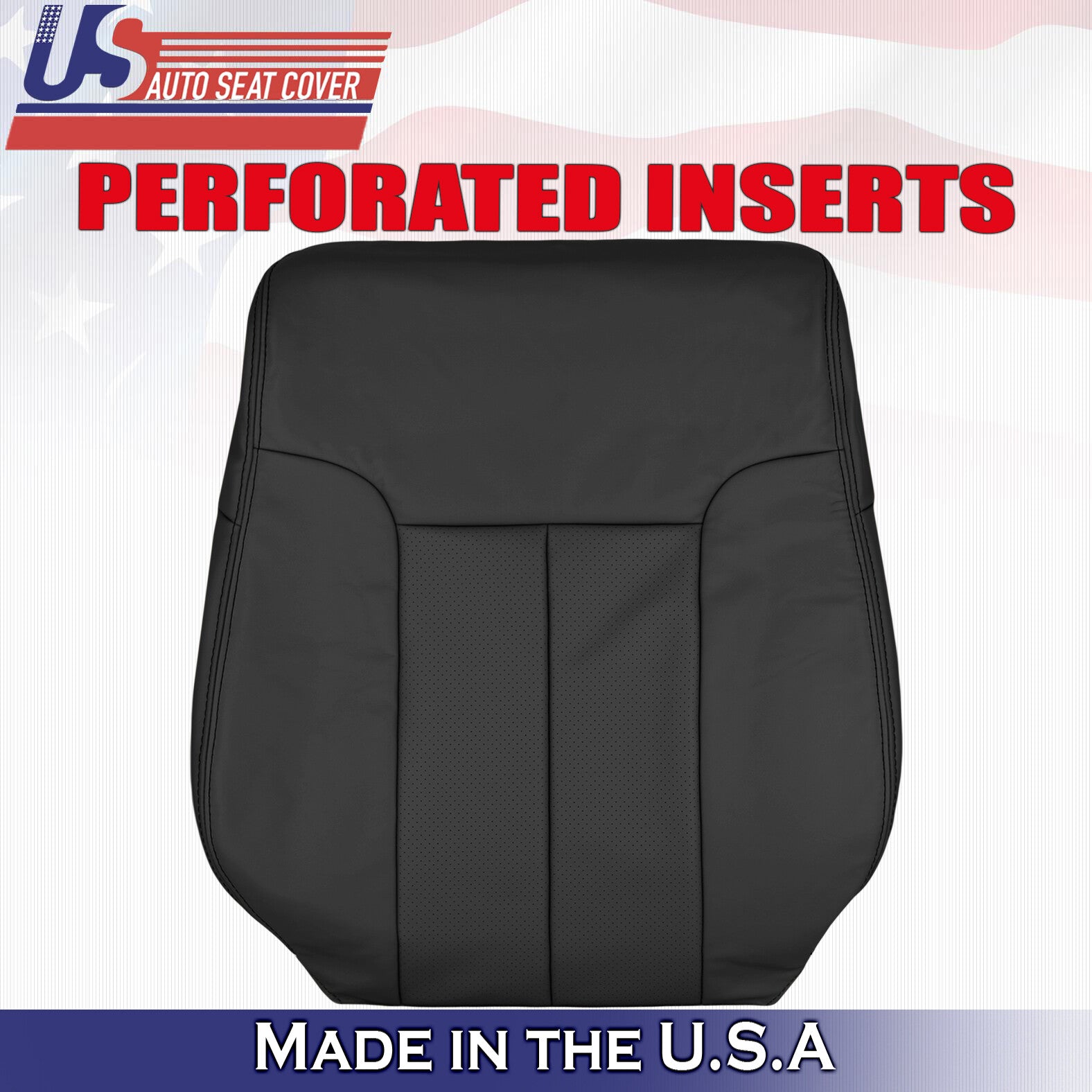 2011 2012 For Ford F150 2x Top & 2x Bottom Perforated Leather Seat Covers Black