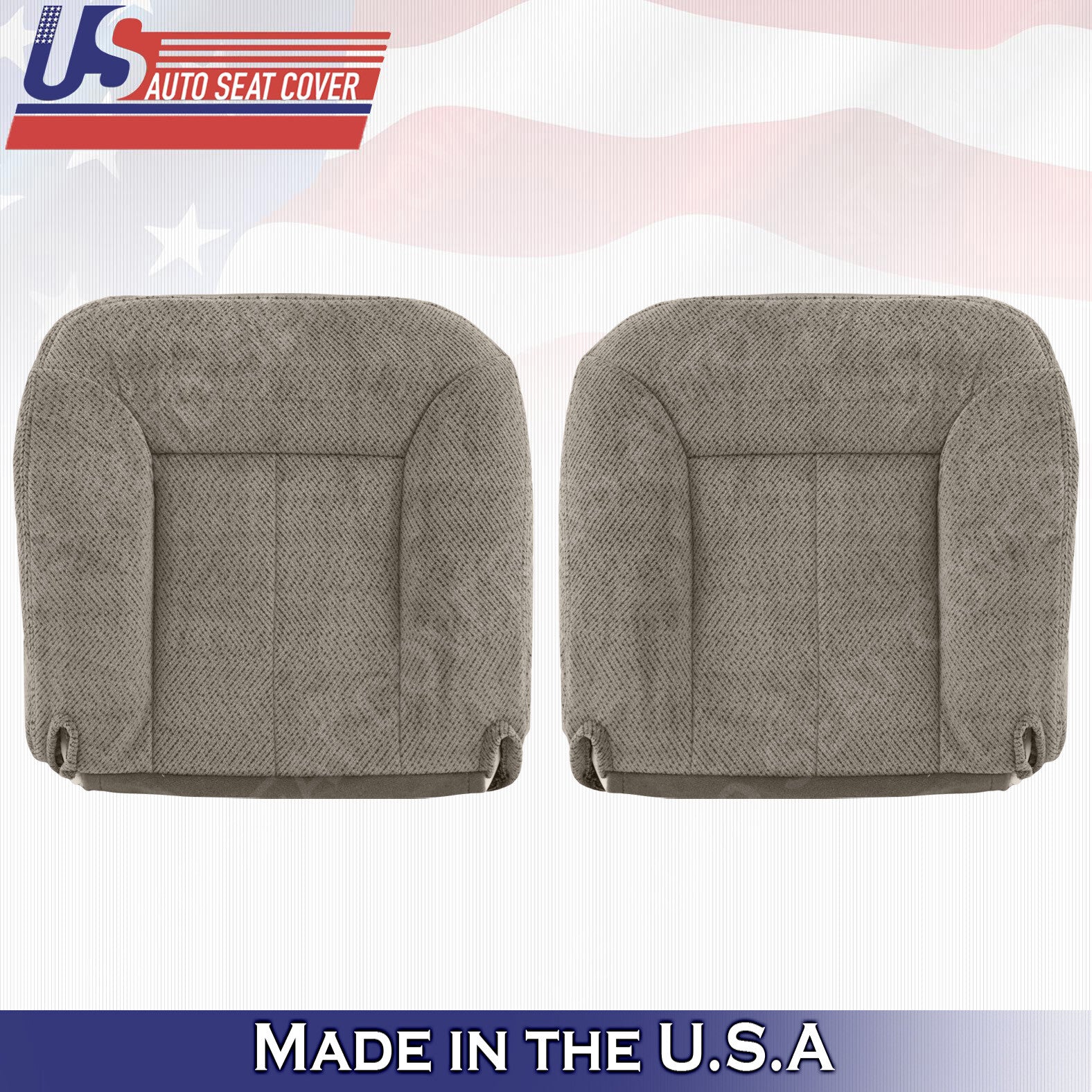 1995 to 1999 GMC Sierra Driver & Passenger Bottom Cloth in Tan & Gray Seat Cover