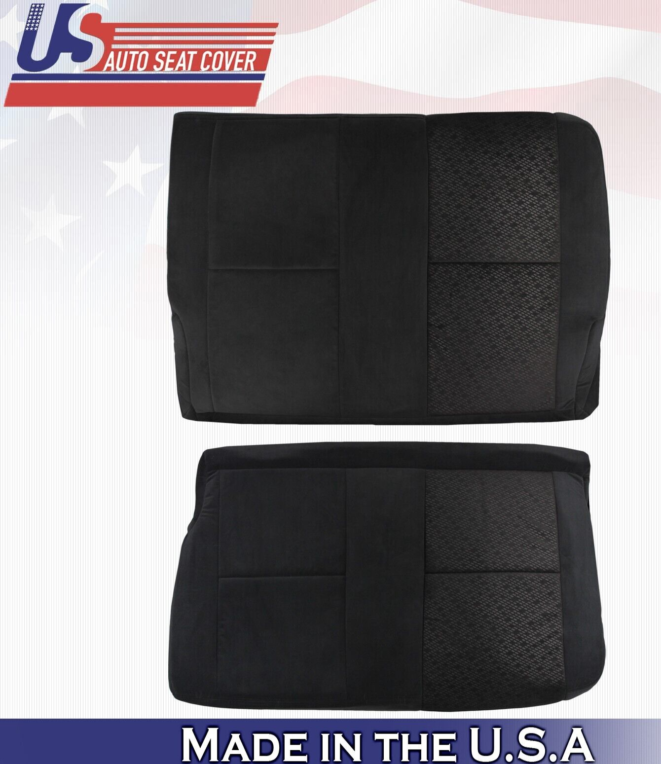 2008 For GMC Sierra 1500 2500 3500 2nd Row Driver Top & Bottom Cloth Covers BLK