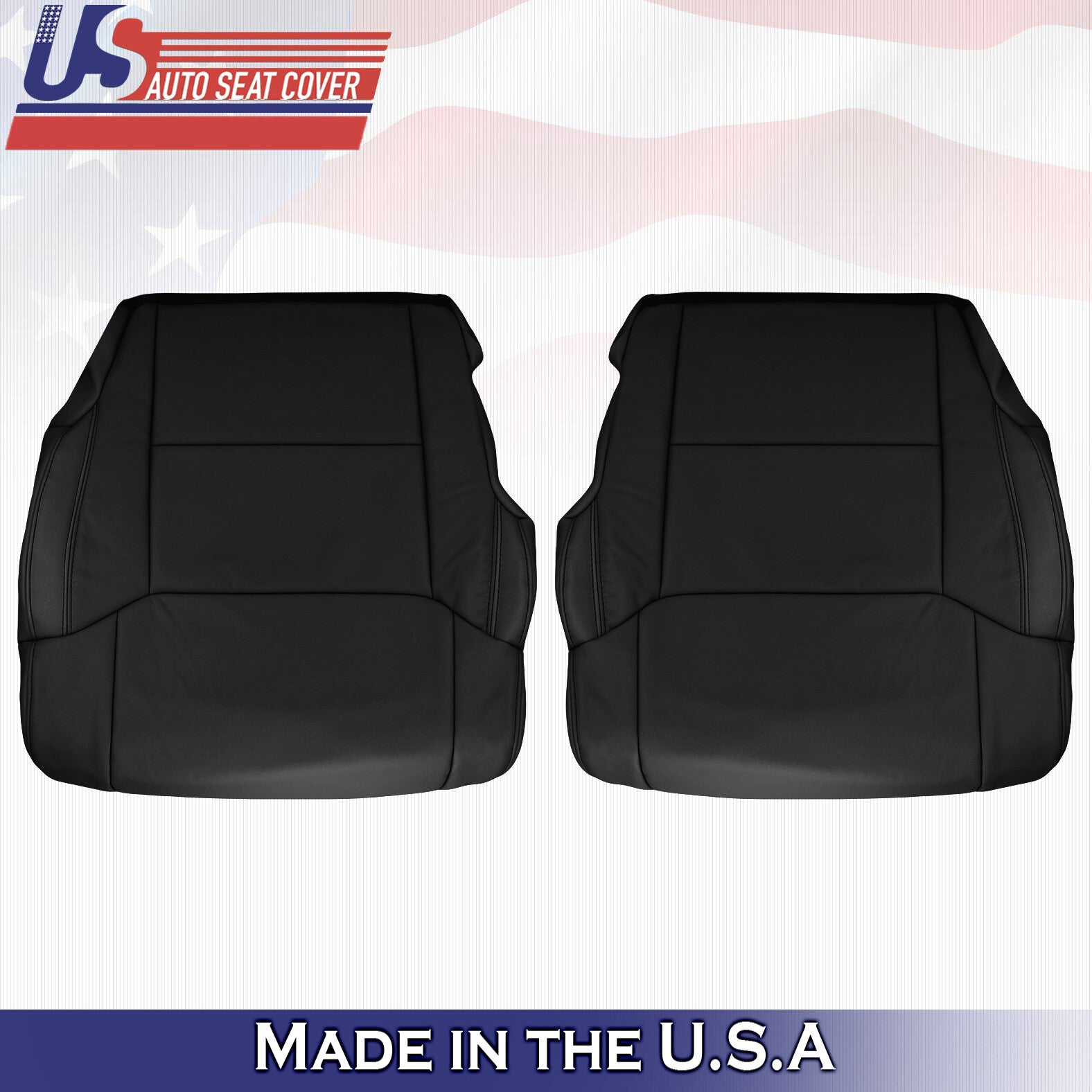 Fits 2014 to 2018 Toyota Tundra Front Left & Right Bottom Leather Covers Black