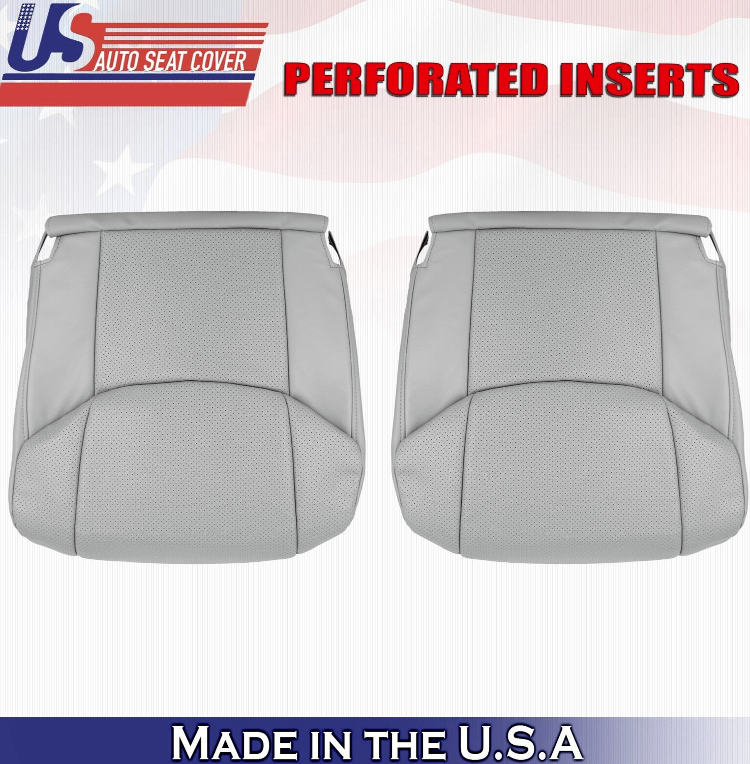 2008 For Toyota Avalon Driver & Passenger Bottom Perforated Leather Covers Gray