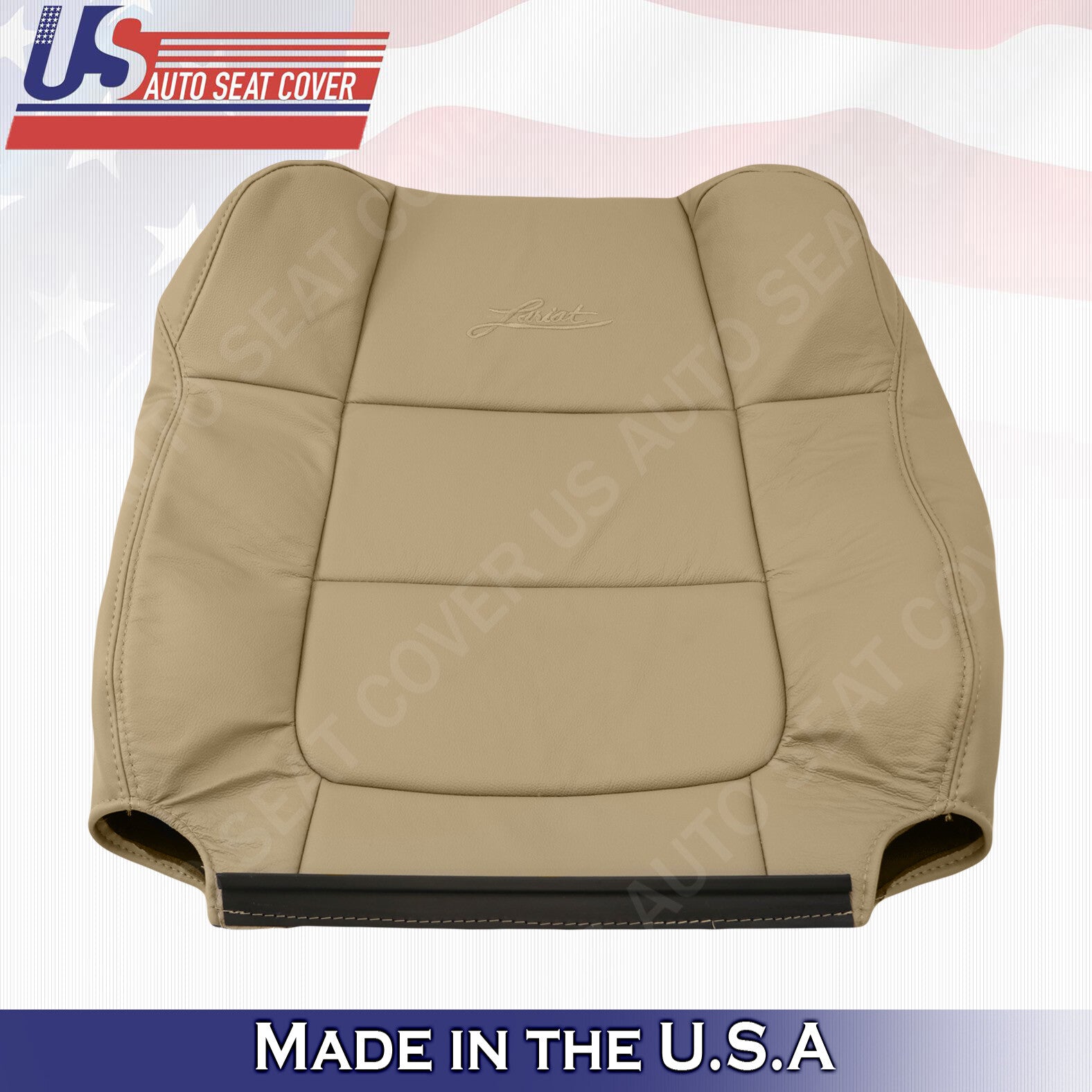 FRONT UPPER LEFT HAND Seat Cover Med. Parchment Tan Leather 2001 -2003 Ford F150