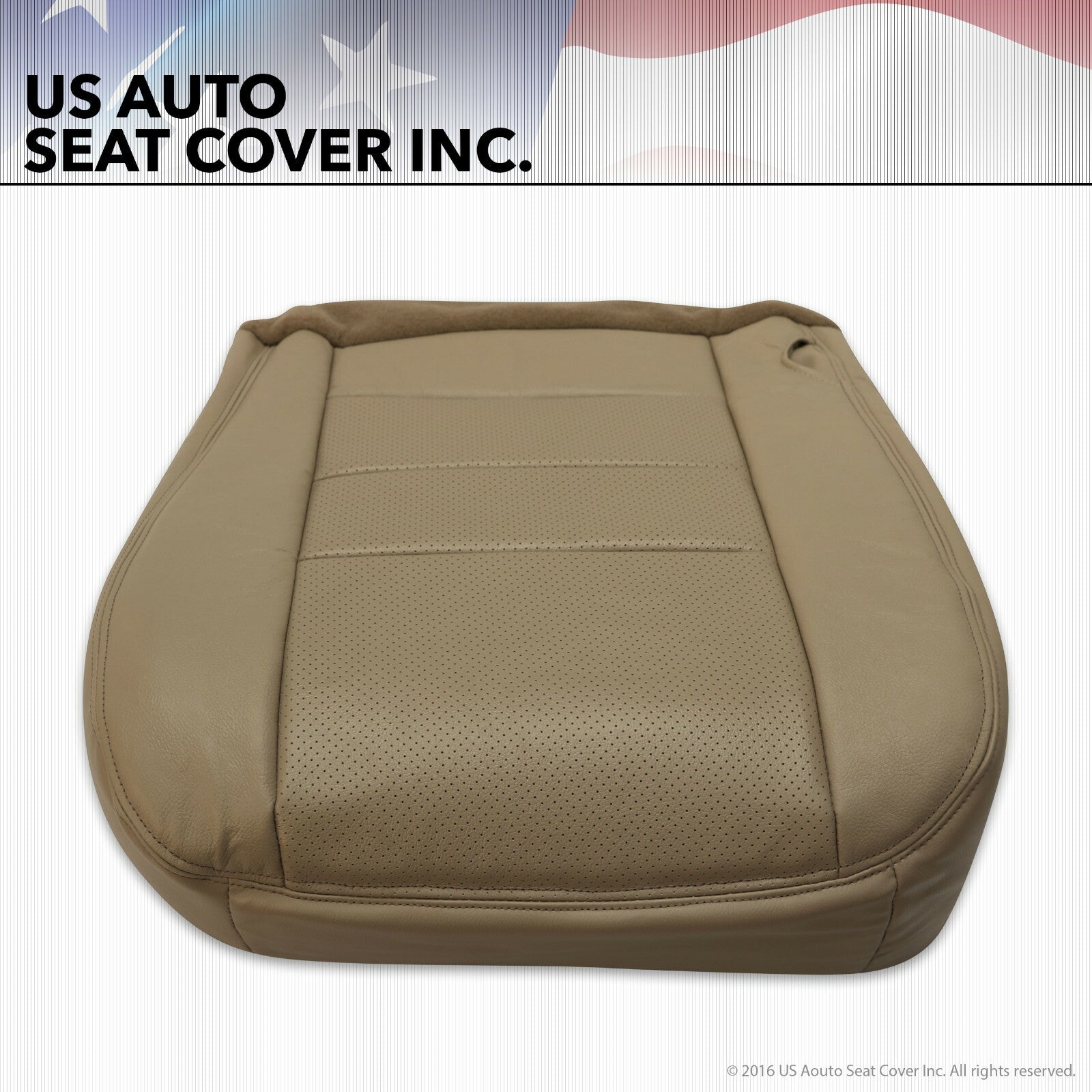 2002 to 2007 Ford F250 Lariat Passenger Bottom Leather Seat Cover TAN Perforated