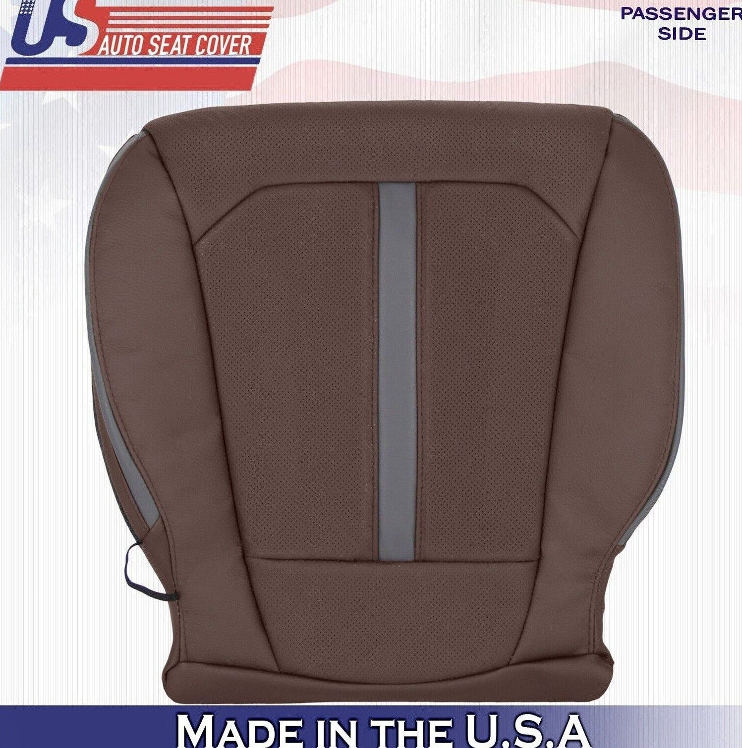 2018 For Ford F150 Platinum Passenger Bottom Perforated Leather Seat Cover Brown