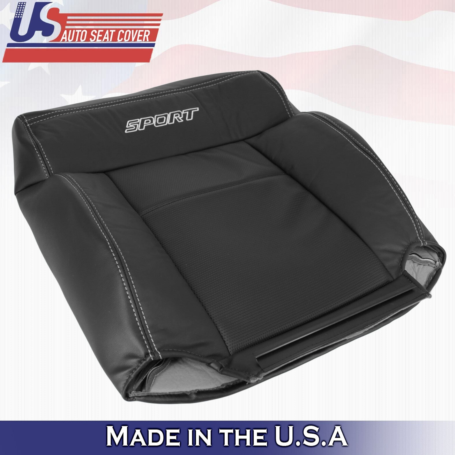 2004 to 2008 Fits Ford F150 Front Passenger Side Top Leather Seat Cover Black