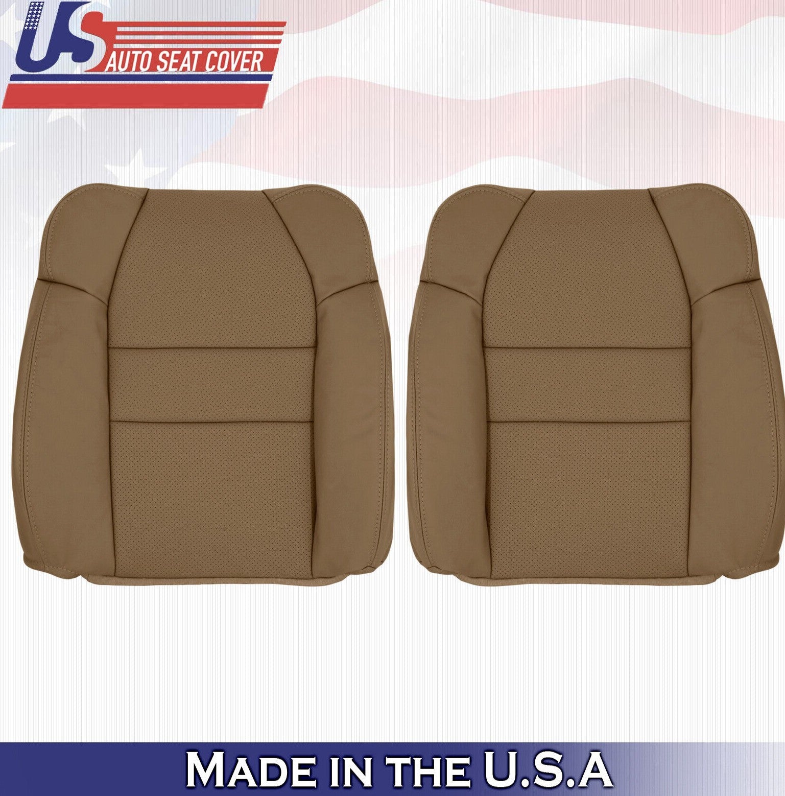 2004 For Acura MDX Driver & Passenger 2x Top Synthetic Leather Seat Covers Tan