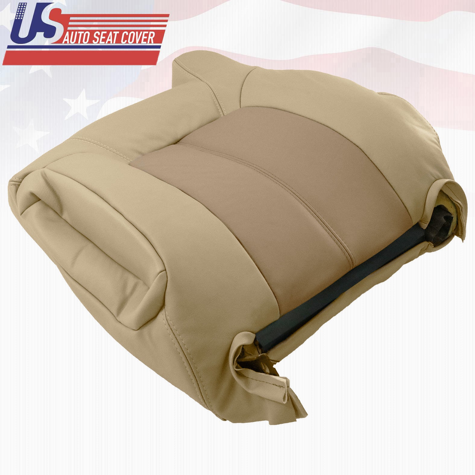 2001 2002 GMC Yukon Denali Driver Lean Back Leather Seat Cover Two-Tone Tan