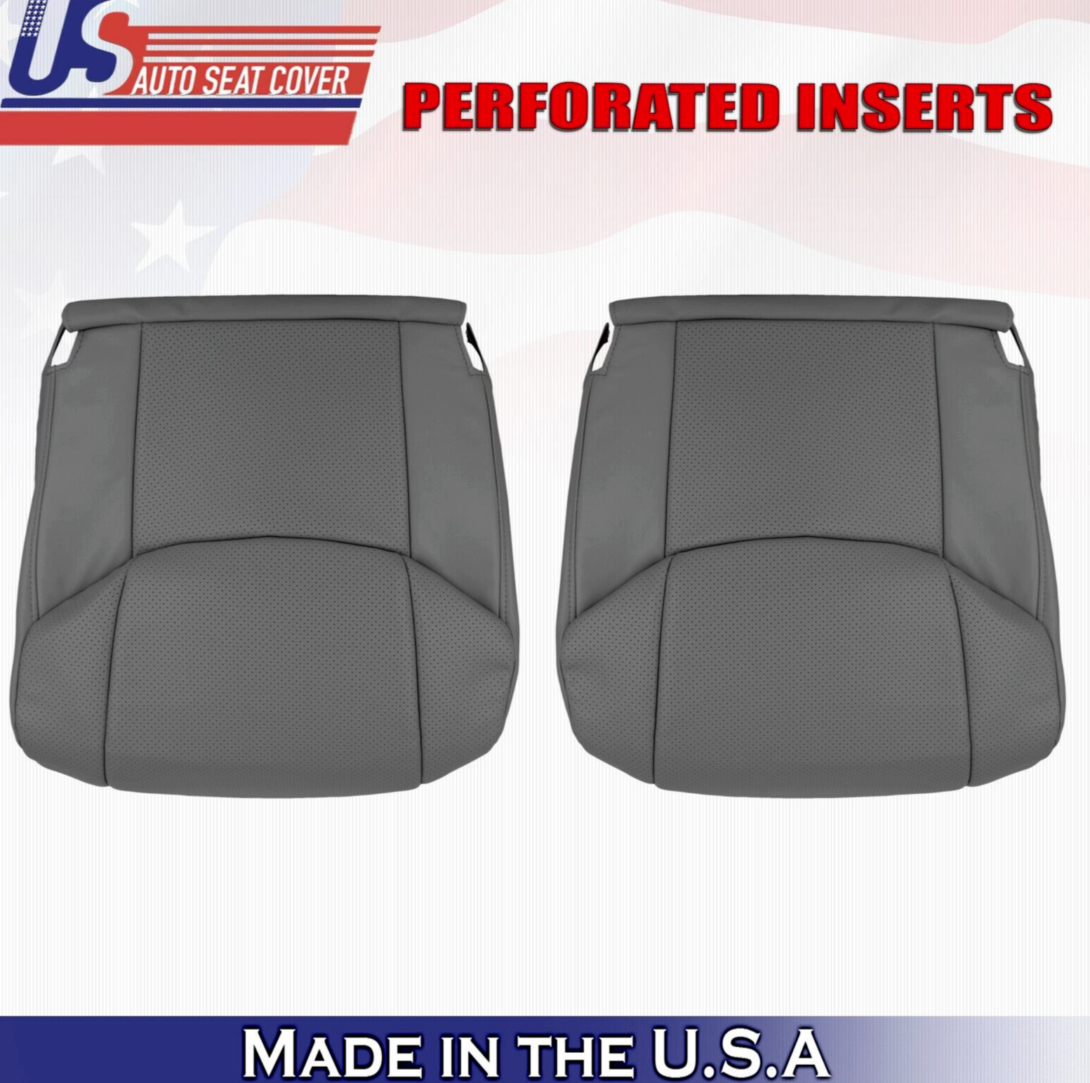2009 For Toyota Avalon Driver & Passenger 2x Bottom Perf Leather Covers Graphite