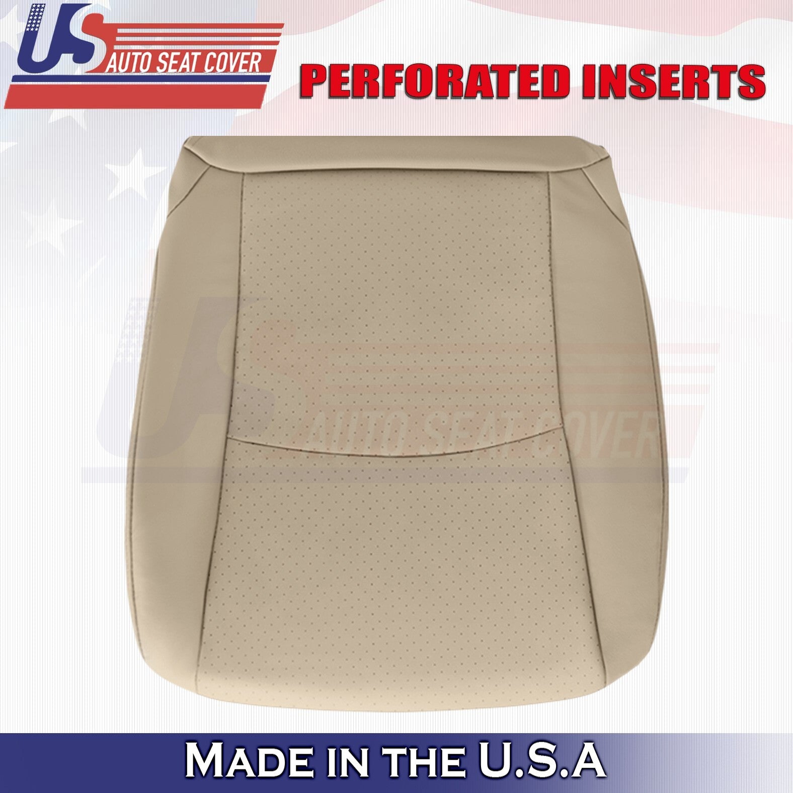 2006 2007 For Toyota Highlander 2x Top & 2x Bottom Perf Leather Seat Covers Tan