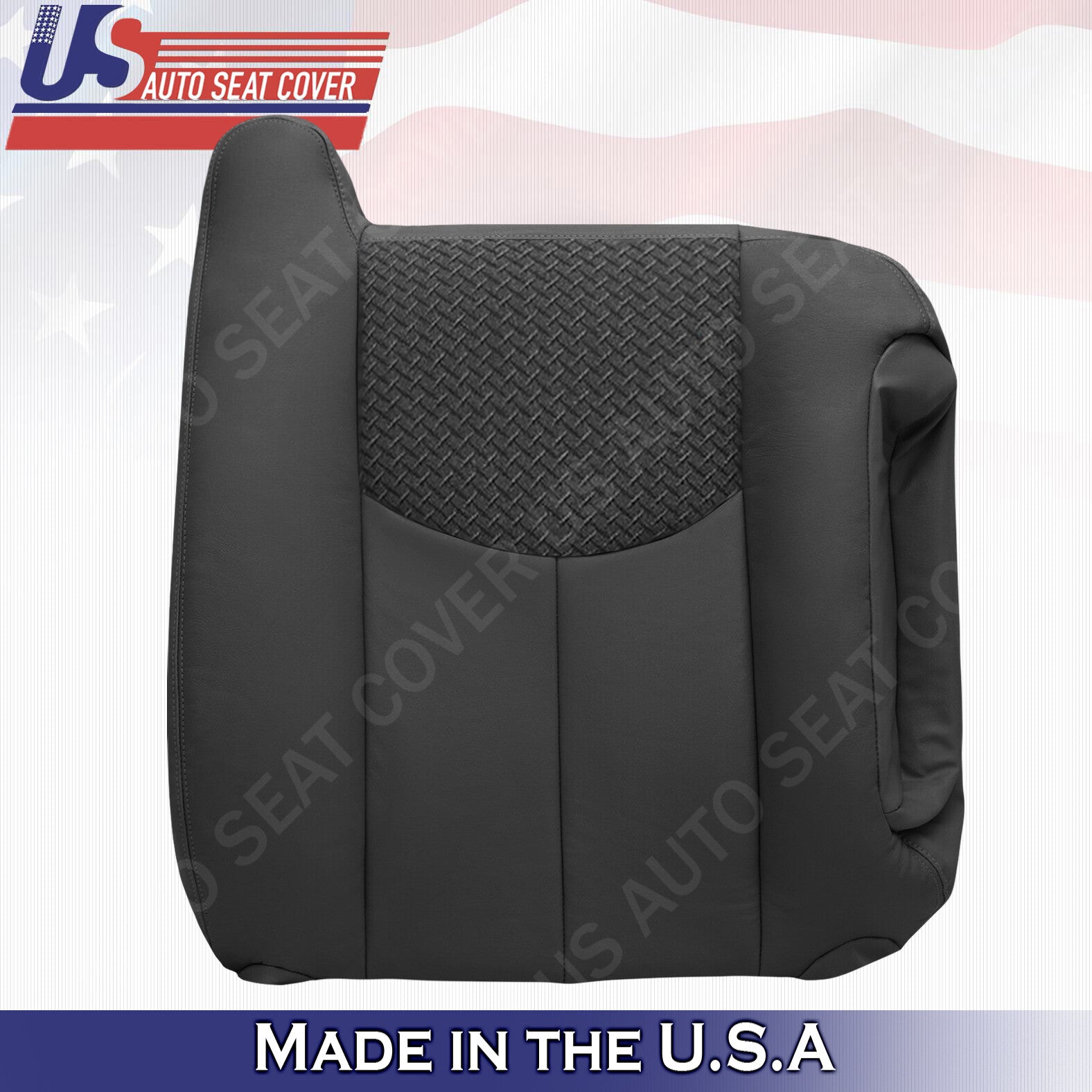 2003 to 2006 Chevy Avalanche PASSENGER Top Leather & Cloth Seat Cover Dark Gray
