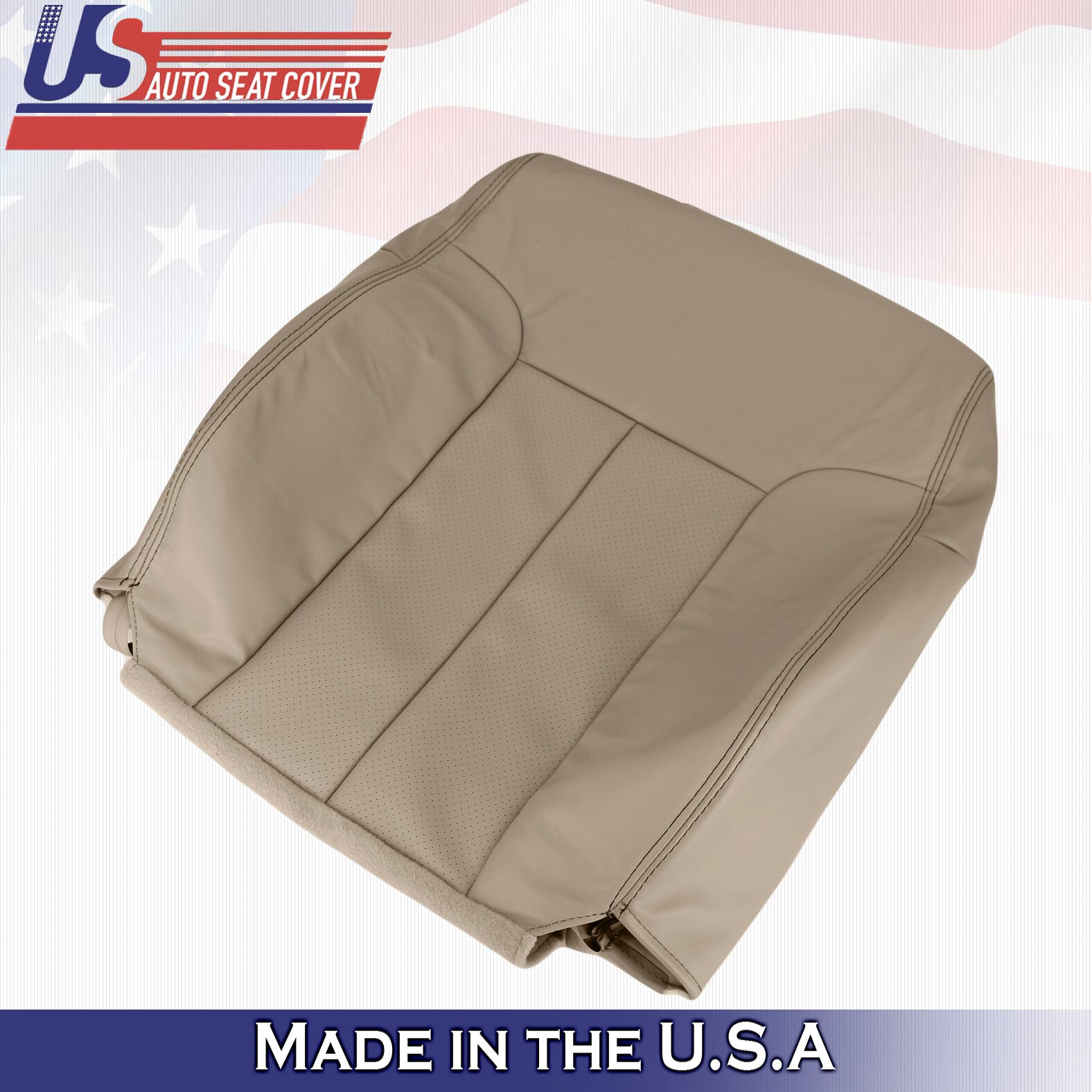 2013 For Ford F150 Driver & Passenger Top Perforated Leather Seat Covers Tan