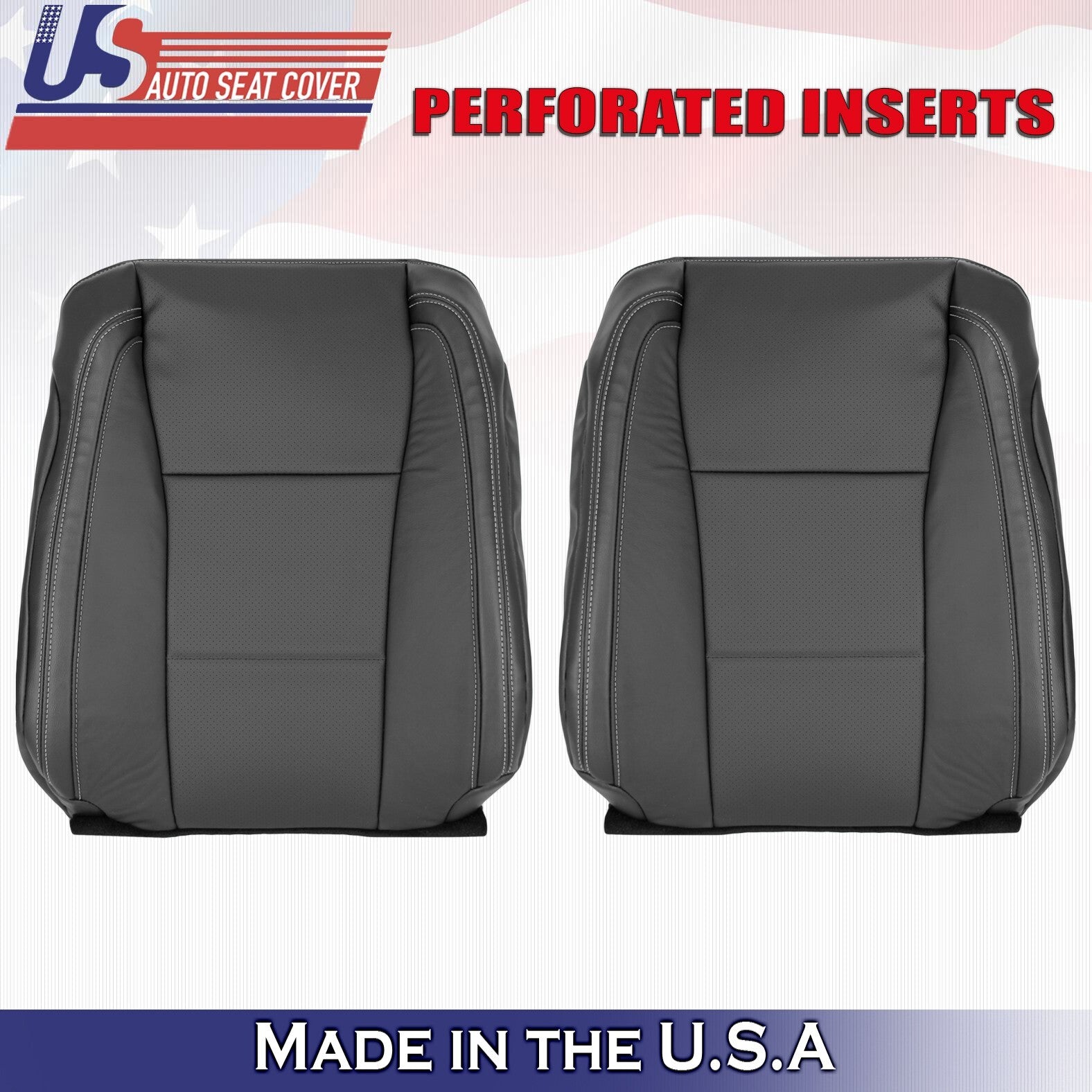 2015 to 2017Fits Ford F150 Lariat Driver&Passenger Top Leather Seat Covers Black