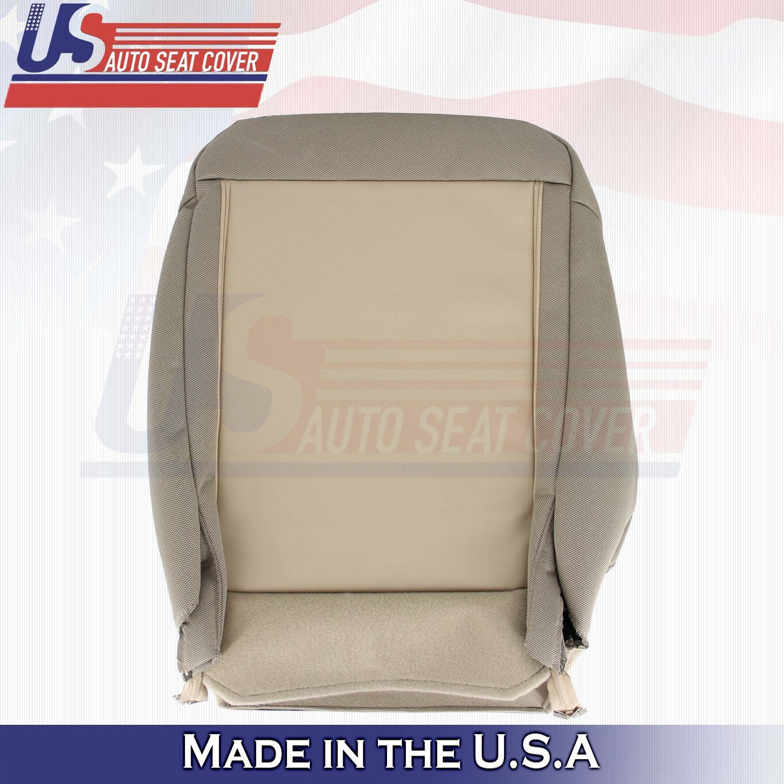 2015 to 2019 Fits Ford F150 Driver Bottom & Top Cloth Seat Cover Light Camel Tan