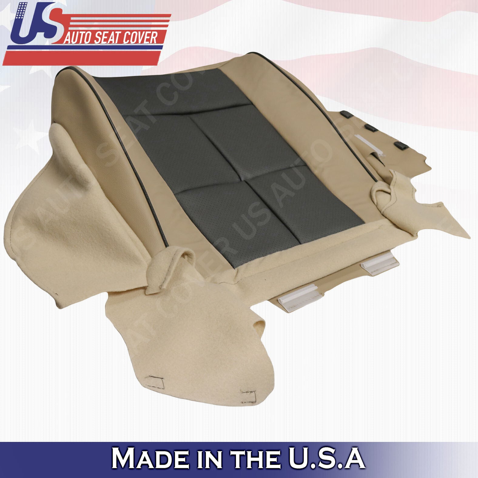 2011 to 2014  Lincoln Navigator Passenger Bottom Perforated seat Cover Black/Tan