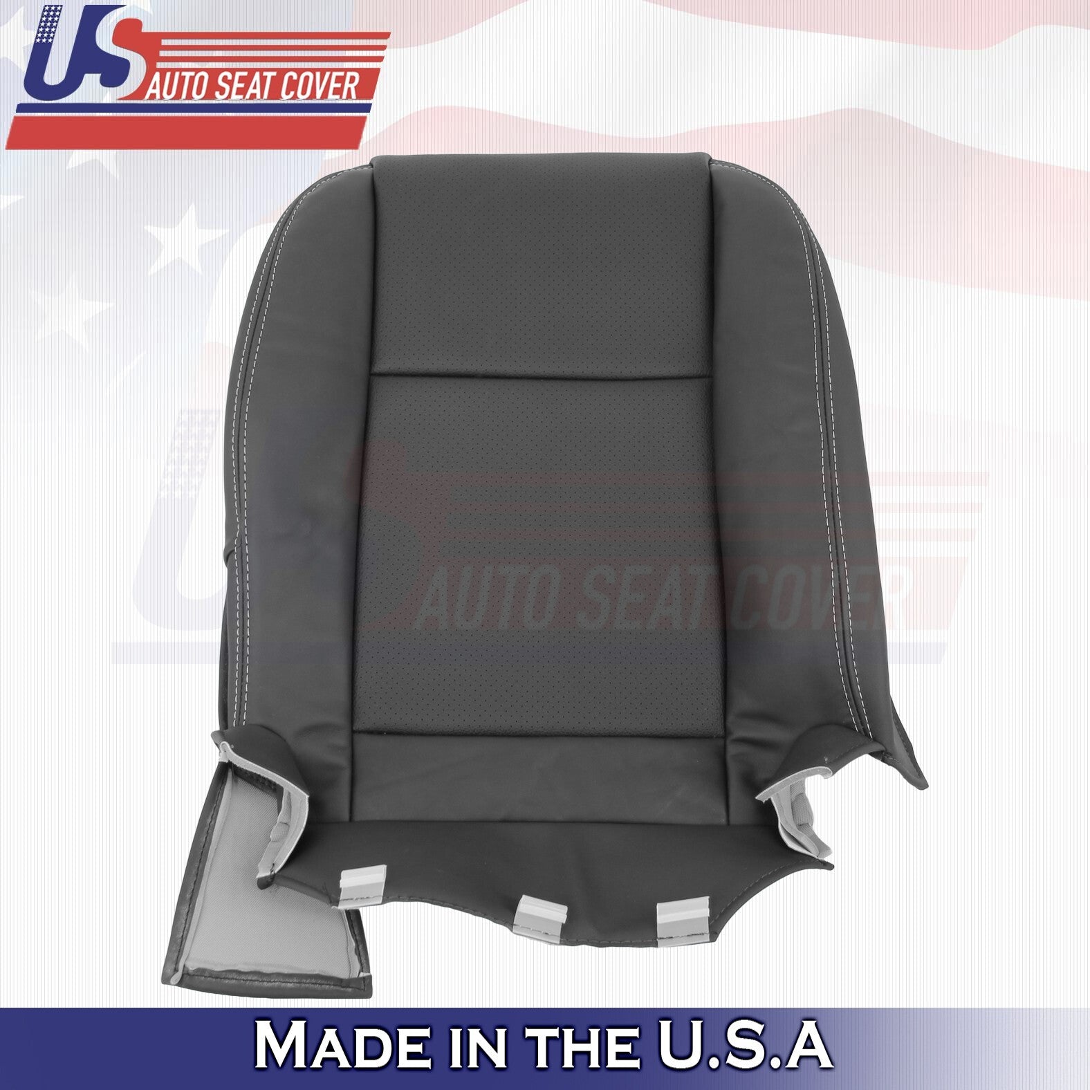 2014 2015 For Dodge Charger Driver & Passenger Bottom Leather Seat Covers BLK