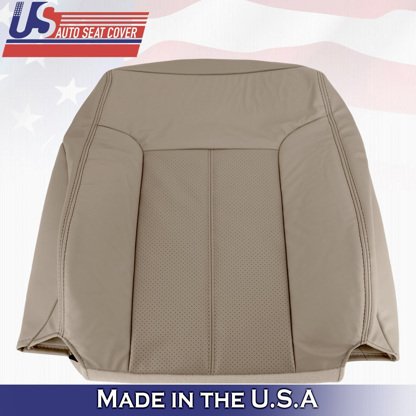 2015 2016 For Ford F250 F350 Lariat Driver Top & Bottom Leather Seat Covers Tan
