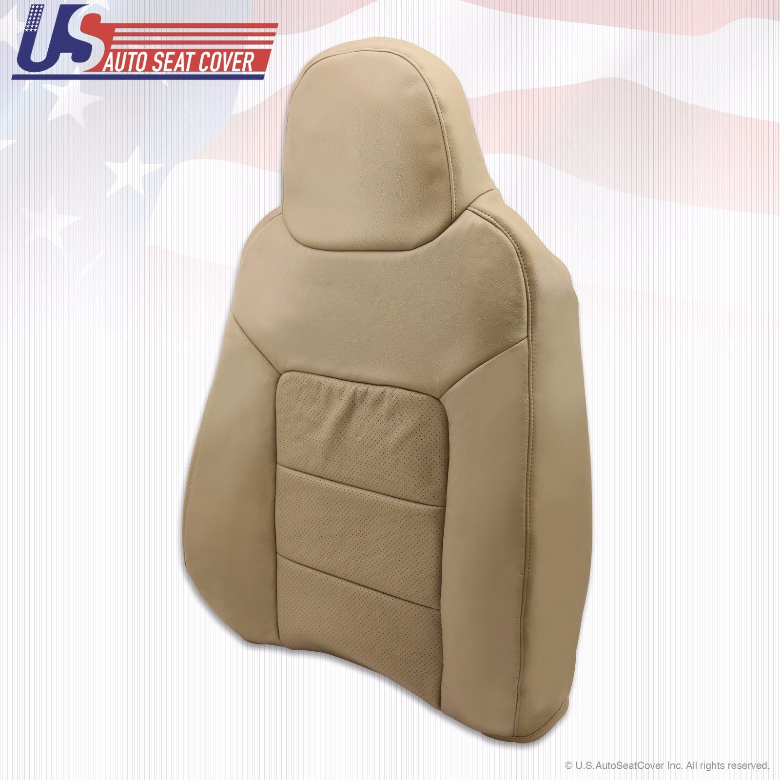 2004 Ford Expedition Driver Lean Back Replacement Perforated Leather Cover TAN