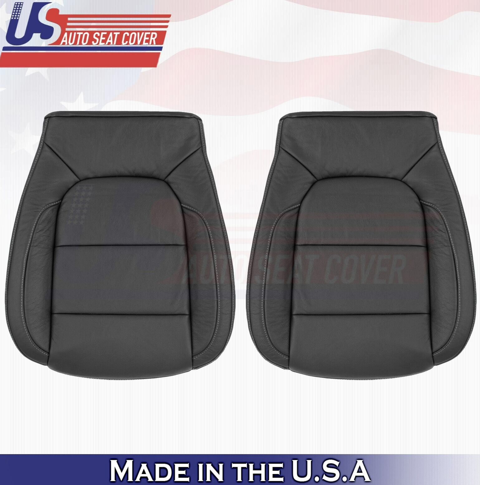 2021 For Chevy Silverado 1500 WT Driver & Passenger Bottom Leather Covers Black