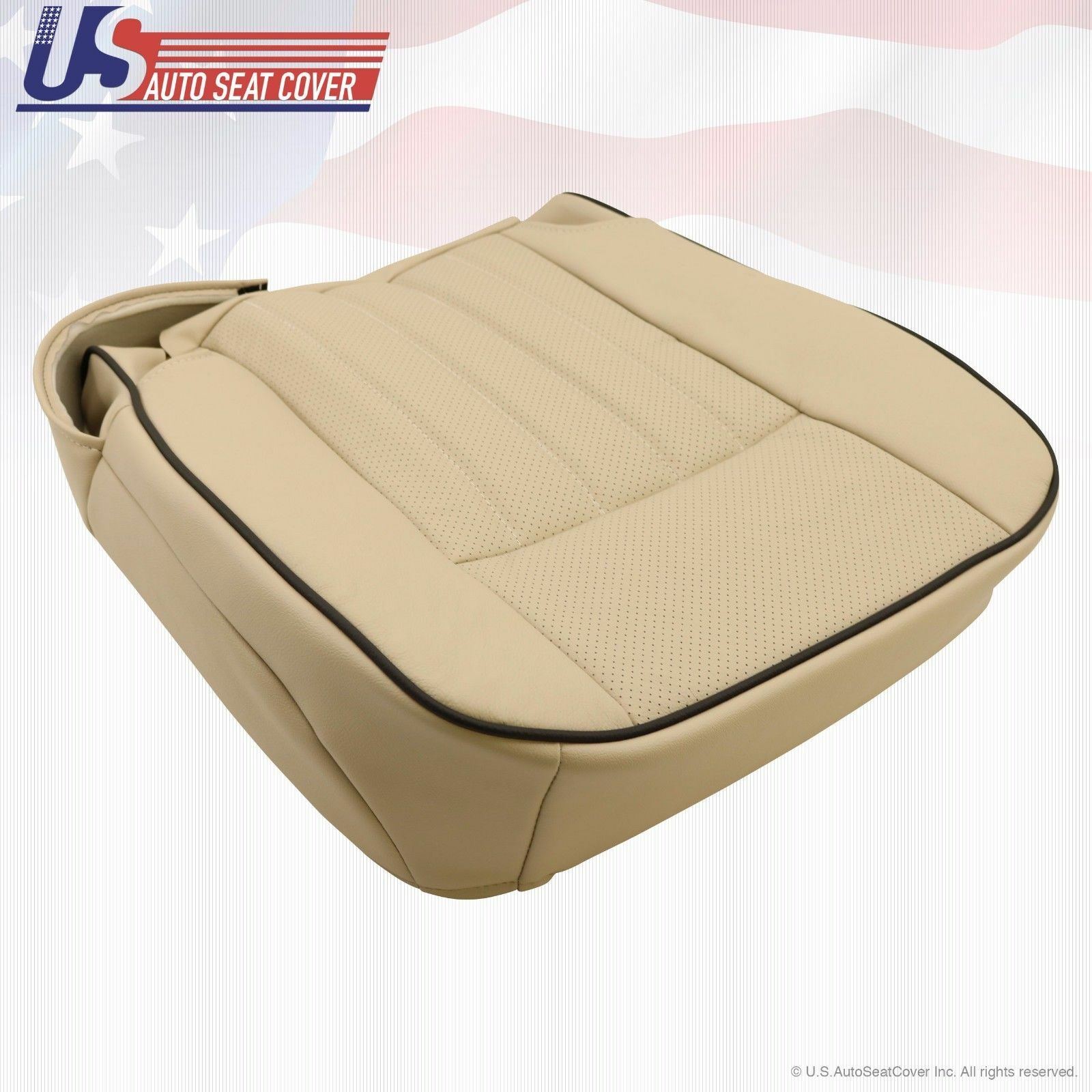 2006 Lincoln Navigator Passenger Bottom Perforated Leather Seat Cover Camel Tan
