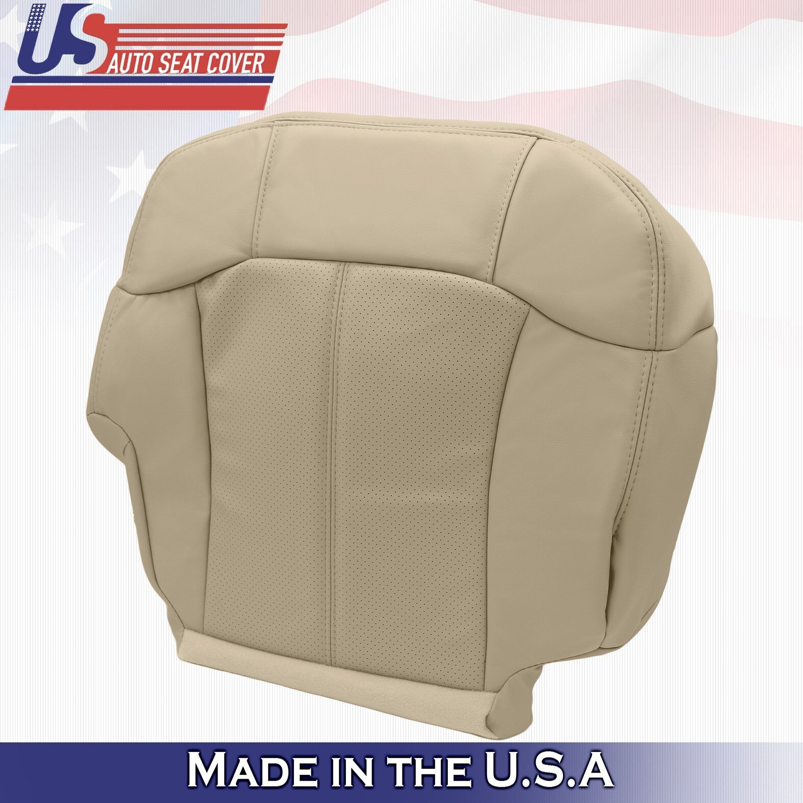 Driver &Passenger Bottoms Leather Seat Cover Tan For Cadillac Escalade 1999-2002