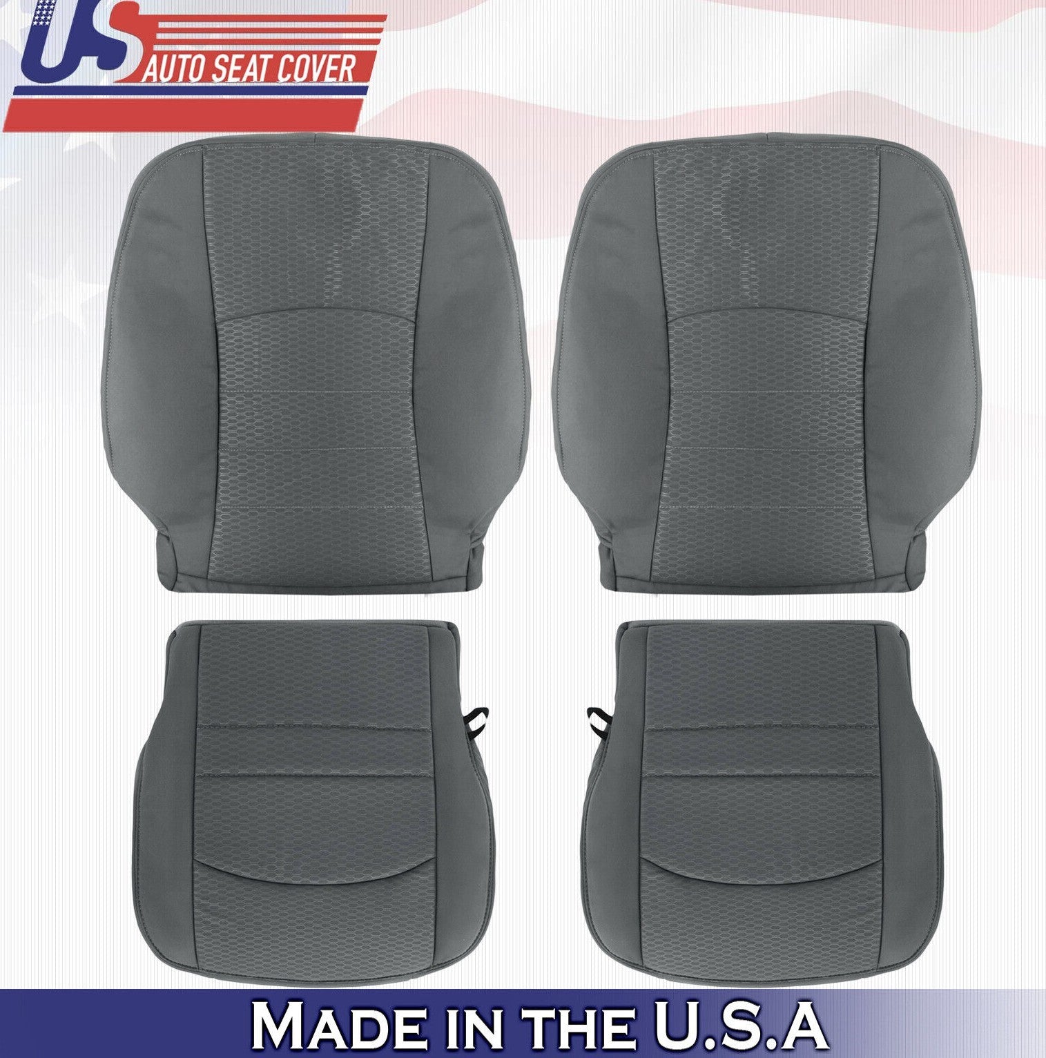 2013 to 2018 For Dodge Ram 3500 SLT 2x Top & 2x Bottom Cloth Seat Covers Gray