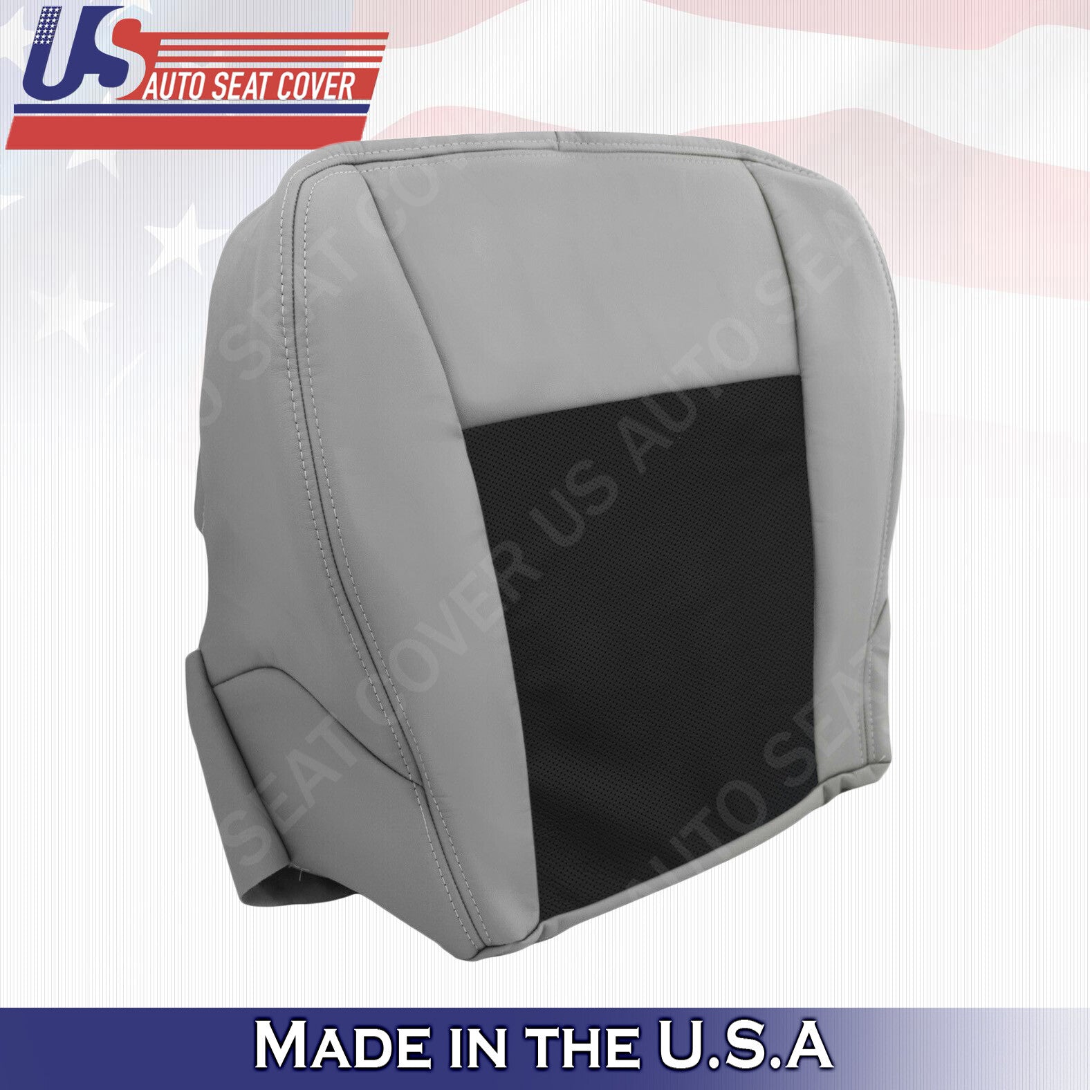 PASSENGER Bottom Perforated Leather Seat Cover 2003 2007 Cadillac CTS Blk & Gray