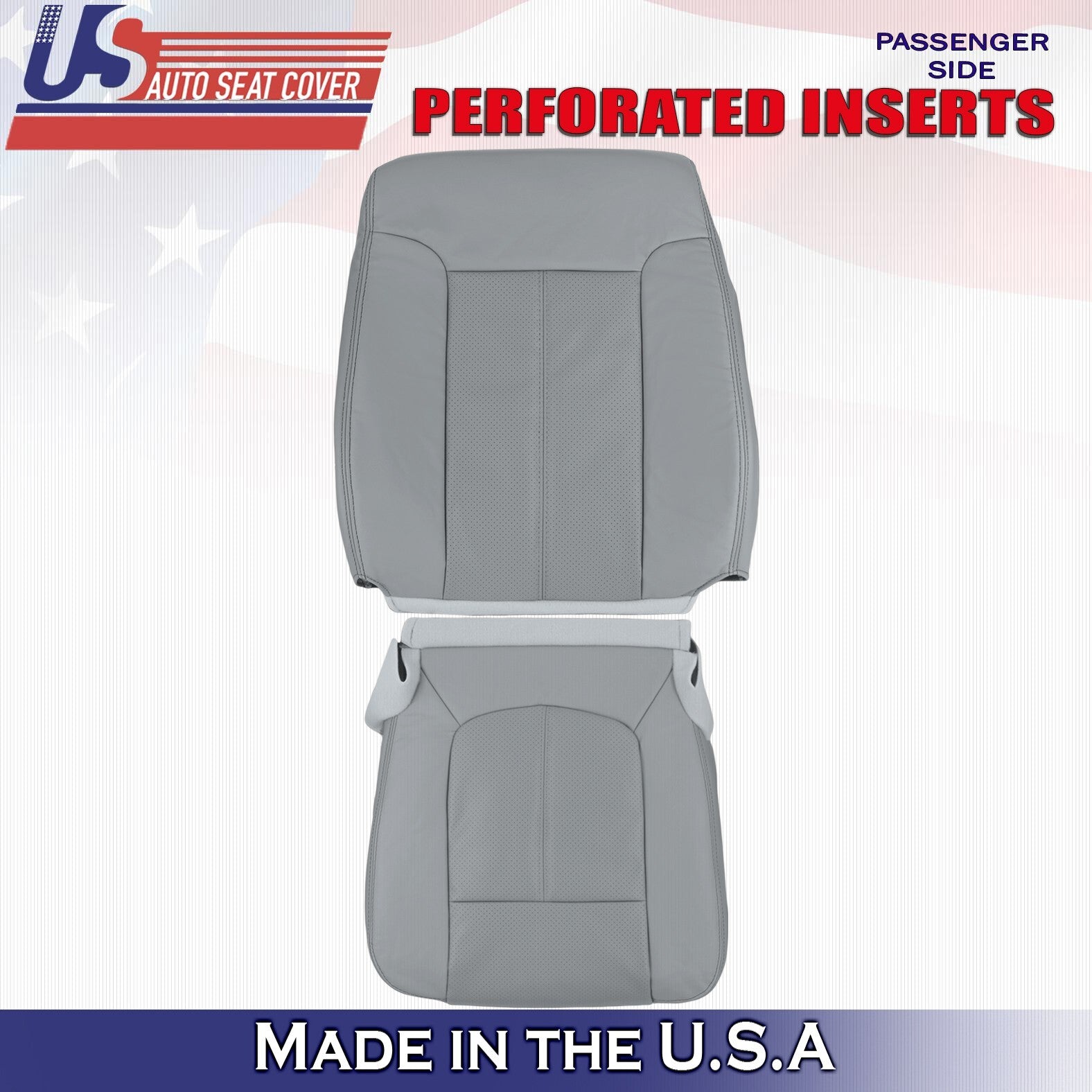 2011 to 2016 For Ford F250 F350 Lariat Passenger Top Bottom Leather Covers Gray
