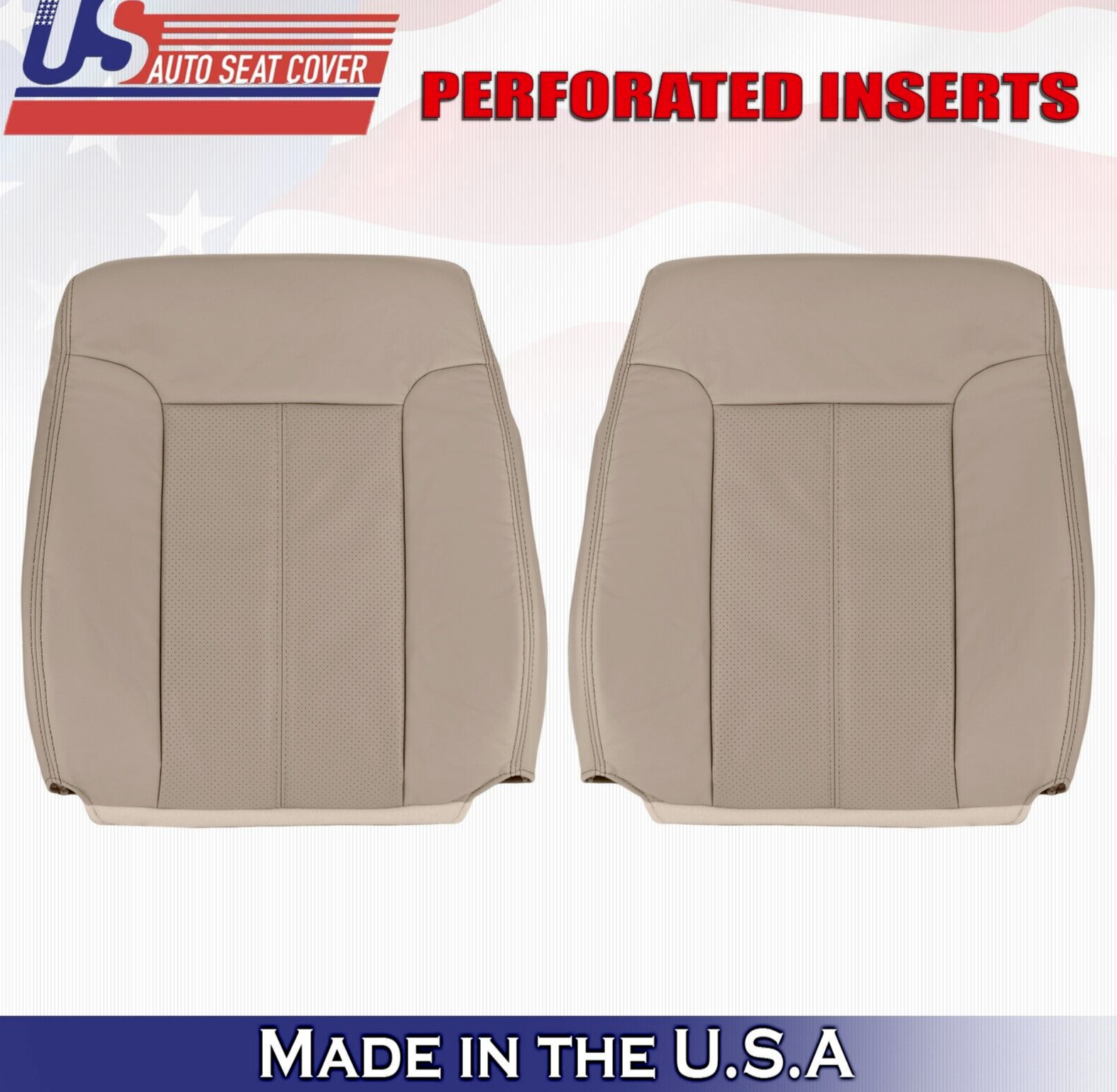 2015 2016 For Ford F250 F350 Lariat Driver Passenger Top Leather Seat Covers Tan