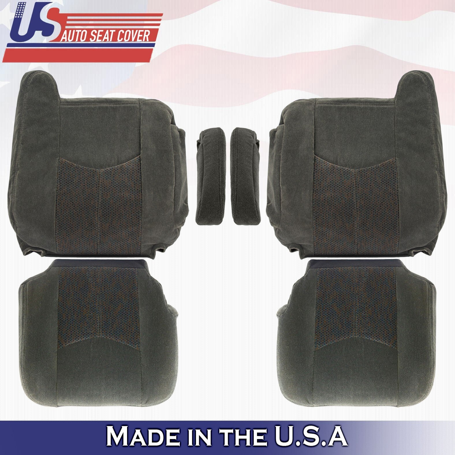 2003 For Chevy Silverado 1500 2500 2x Top 2x Bottom 2x Armrest Cloth Covers Gray