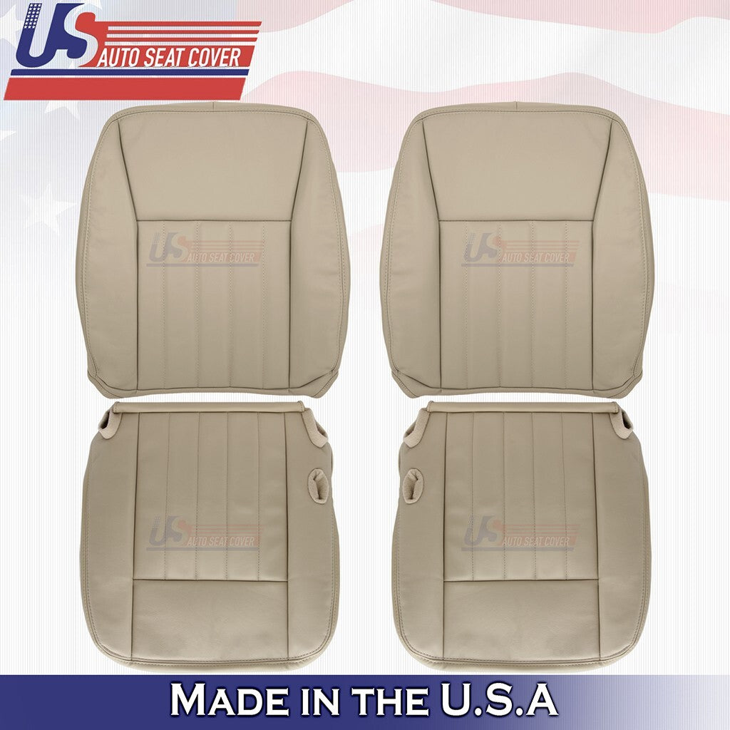 2003 to 2005 For Lincoln Town Car Front Set Bottoms &Tops Leather Cover Med Tan