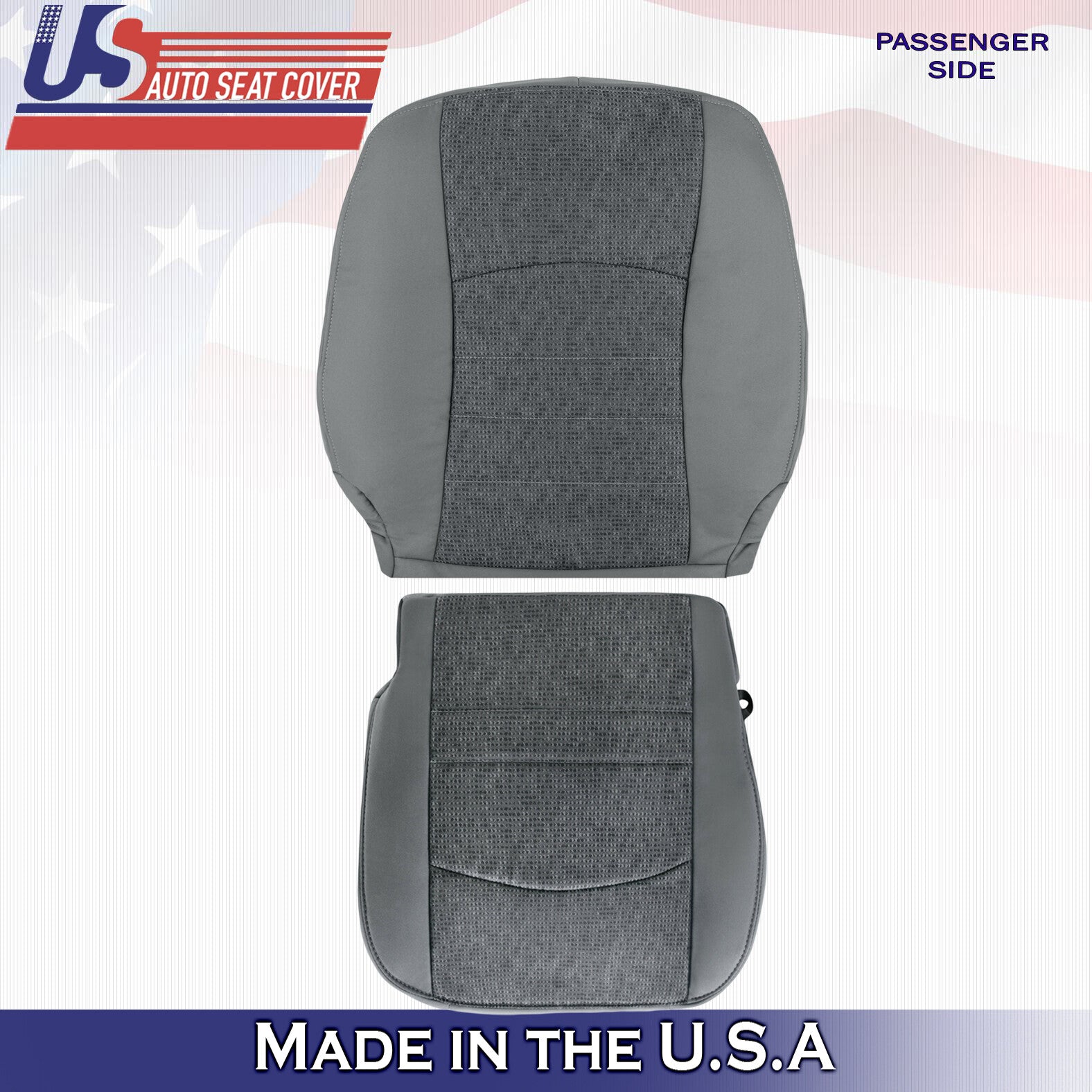 2018 For Dodge Ram 1500 2500 SLT Passenger Top & Bottom Cloth Seat Covers Gray