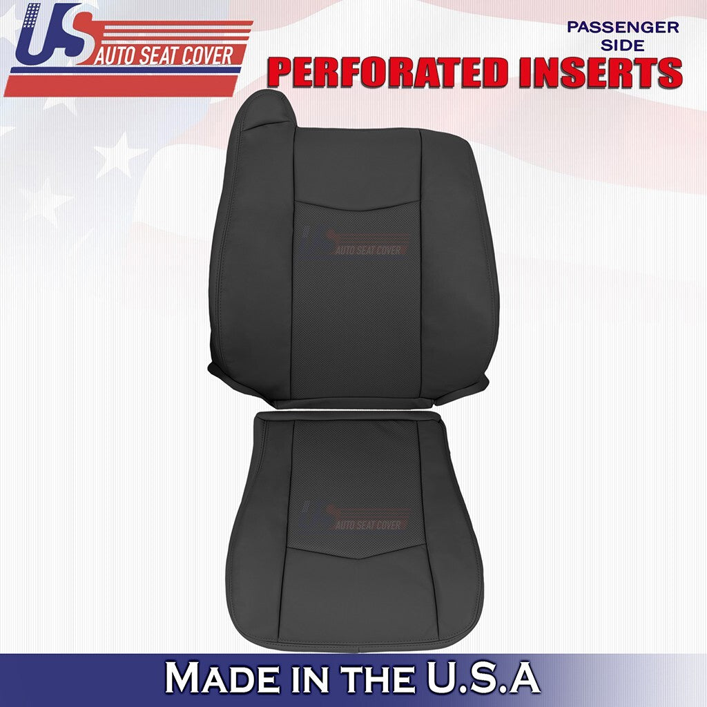 2004 to 2009 Fits Cadillac SRX Passenger Top/Bottom Leather Seat Cover Black
