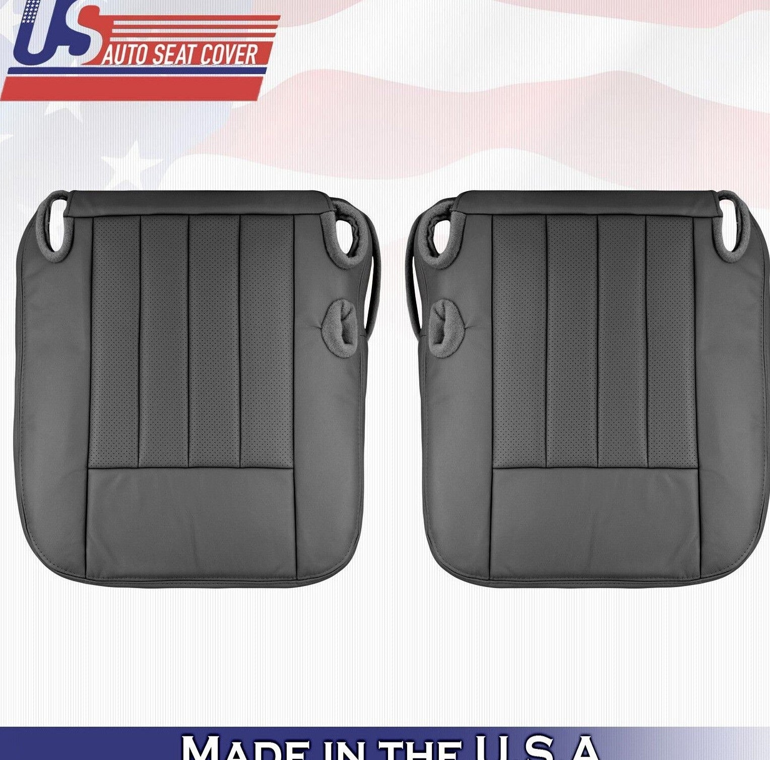 2003 2004 2005 For Lincoln Town Car Driver & Passenger Bottom Leather Covers BLK