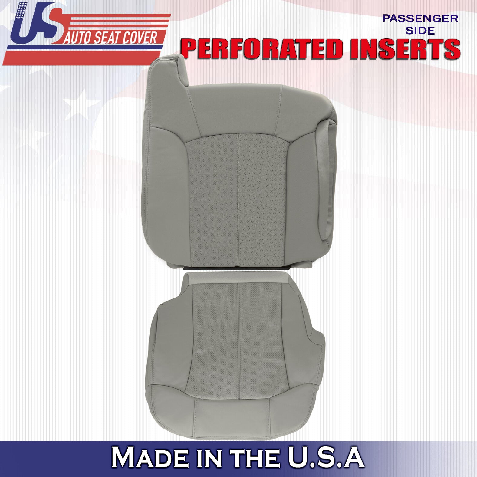 2002 For Cadillac Escalade Passenger Top & Bottom Perforated Leather Covers Gray