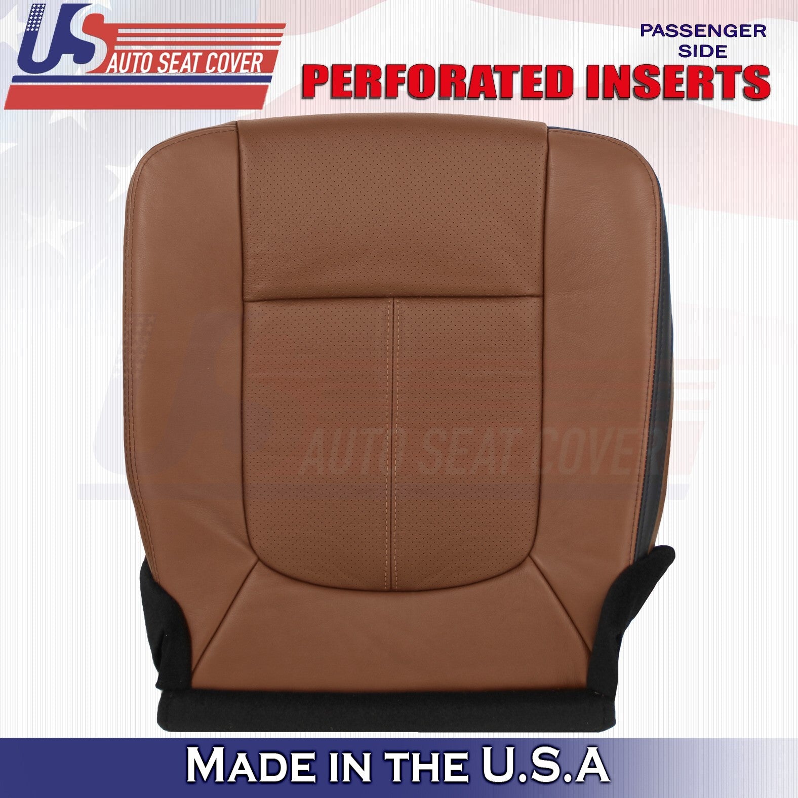 2013 to 2016 For Ford F450 Platinum Passenger Top & Bottom Leather Covers Brown