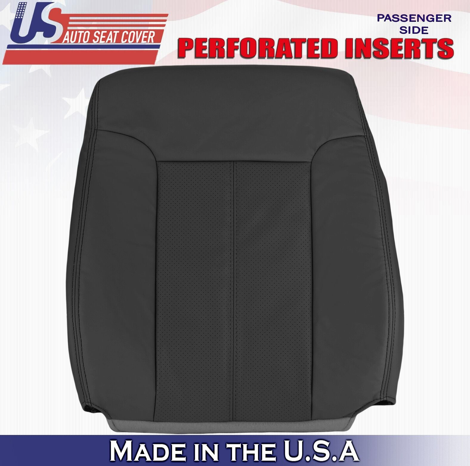 2011 to 2016 For Ford F450 F550 Lariat Passenger Top Perf Leather Seat Cover BLK