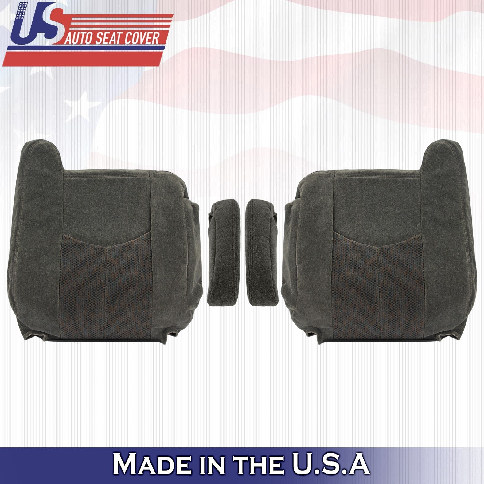 2003 2004 For Chevy Silverado 1500 2500 3500 2 Top & 2 Armrest Cloth Covers Gray