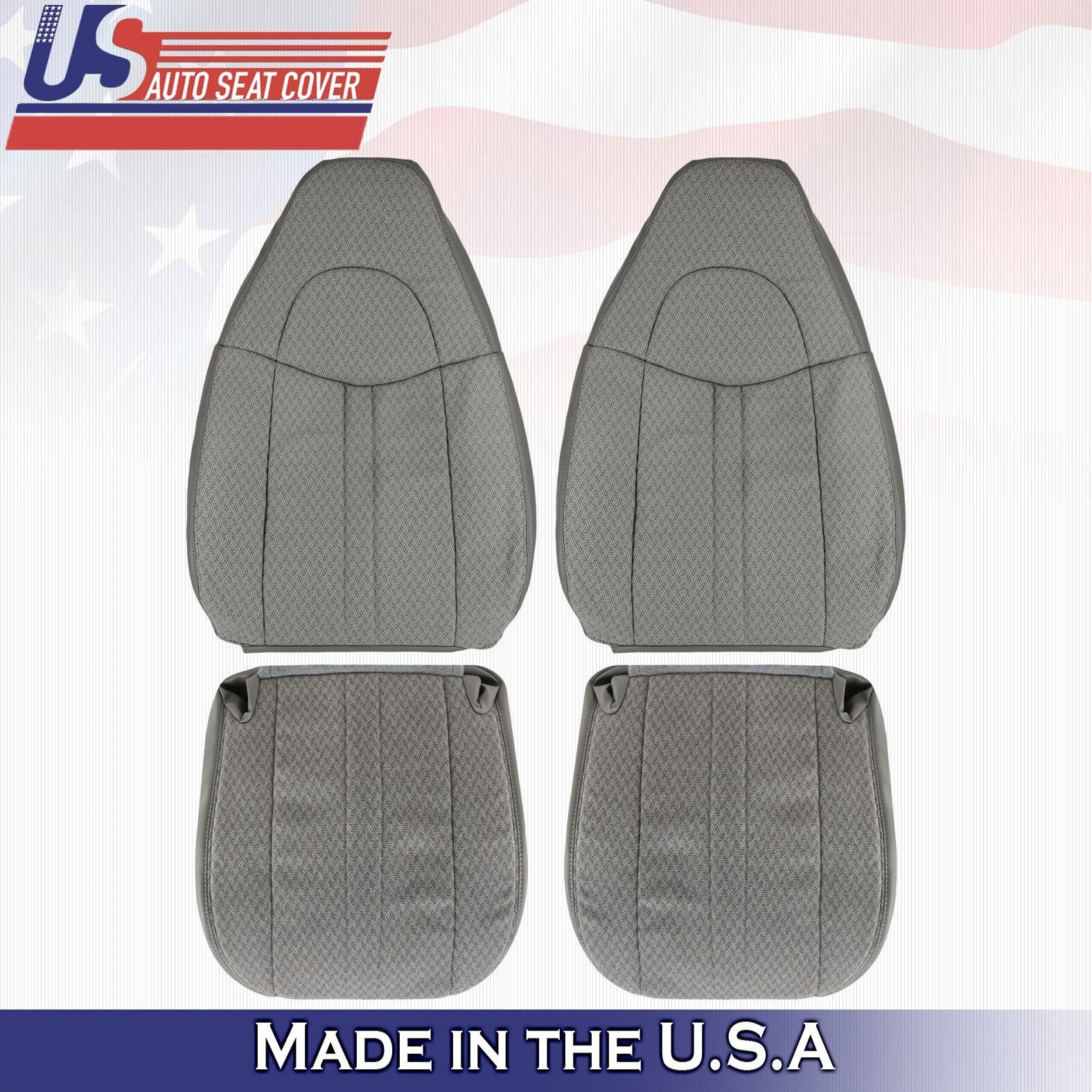 2003 to 2014 Fits Chevy Express Van Front Set Bottoms &Tops Cloth Cover Gray