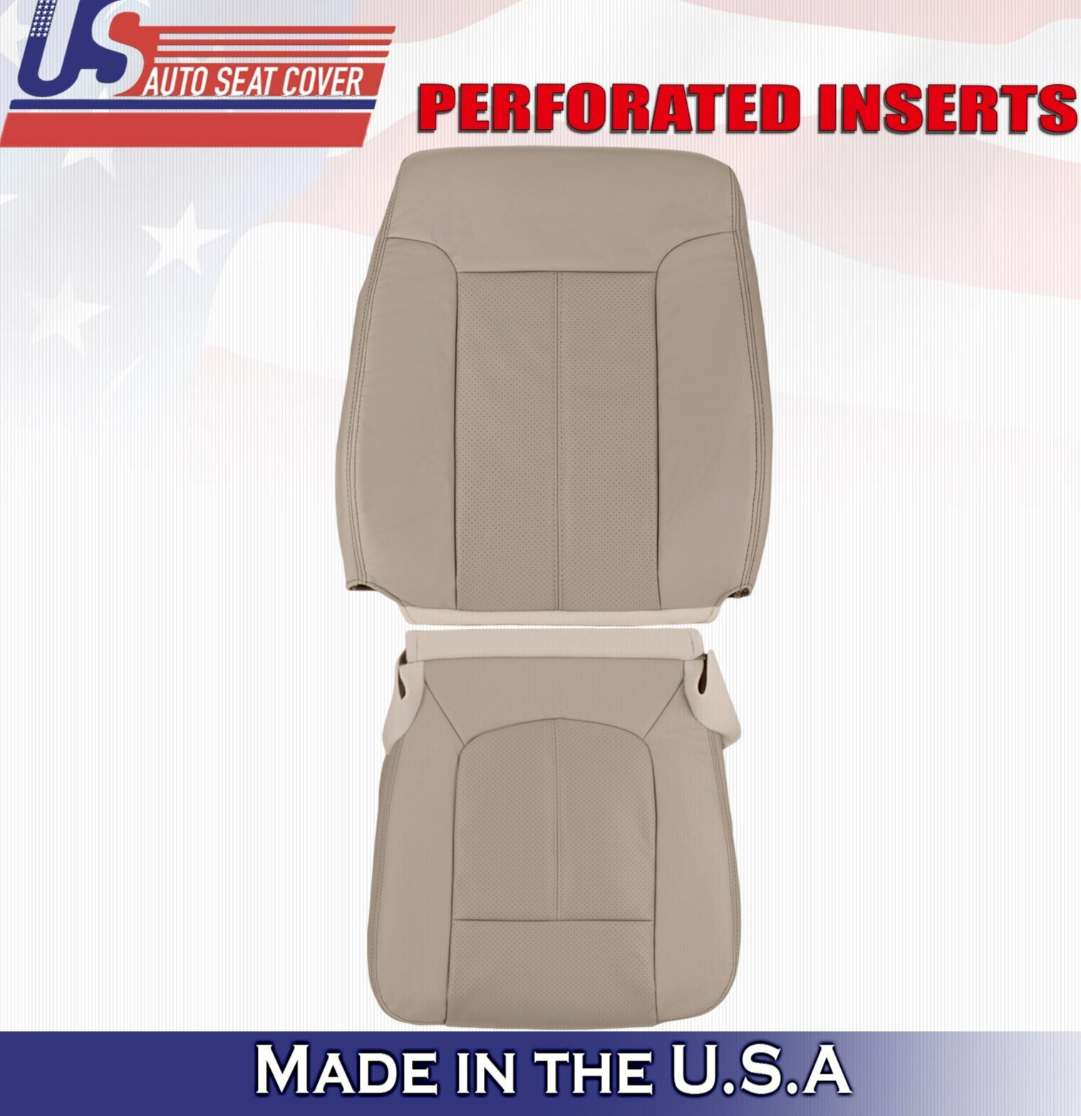 2011 2012 For Ford F450 F550 Lariat Driver Top & Bottom Leather Seat Covers Tan