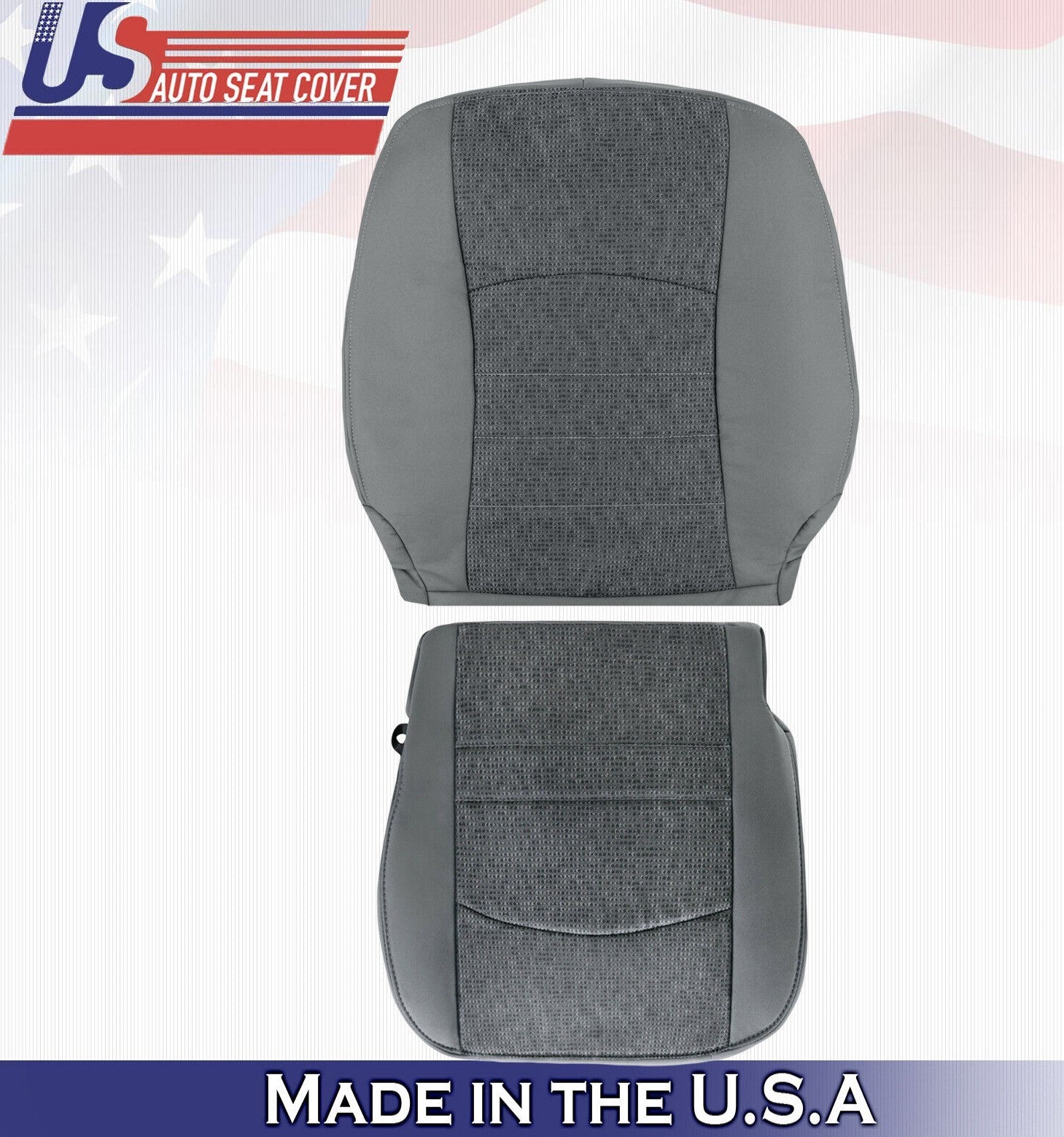 2017 2018 For Dodge Ram 4500 5500 SLT Driver Top & Bottom Cloth Seat Covers Gray