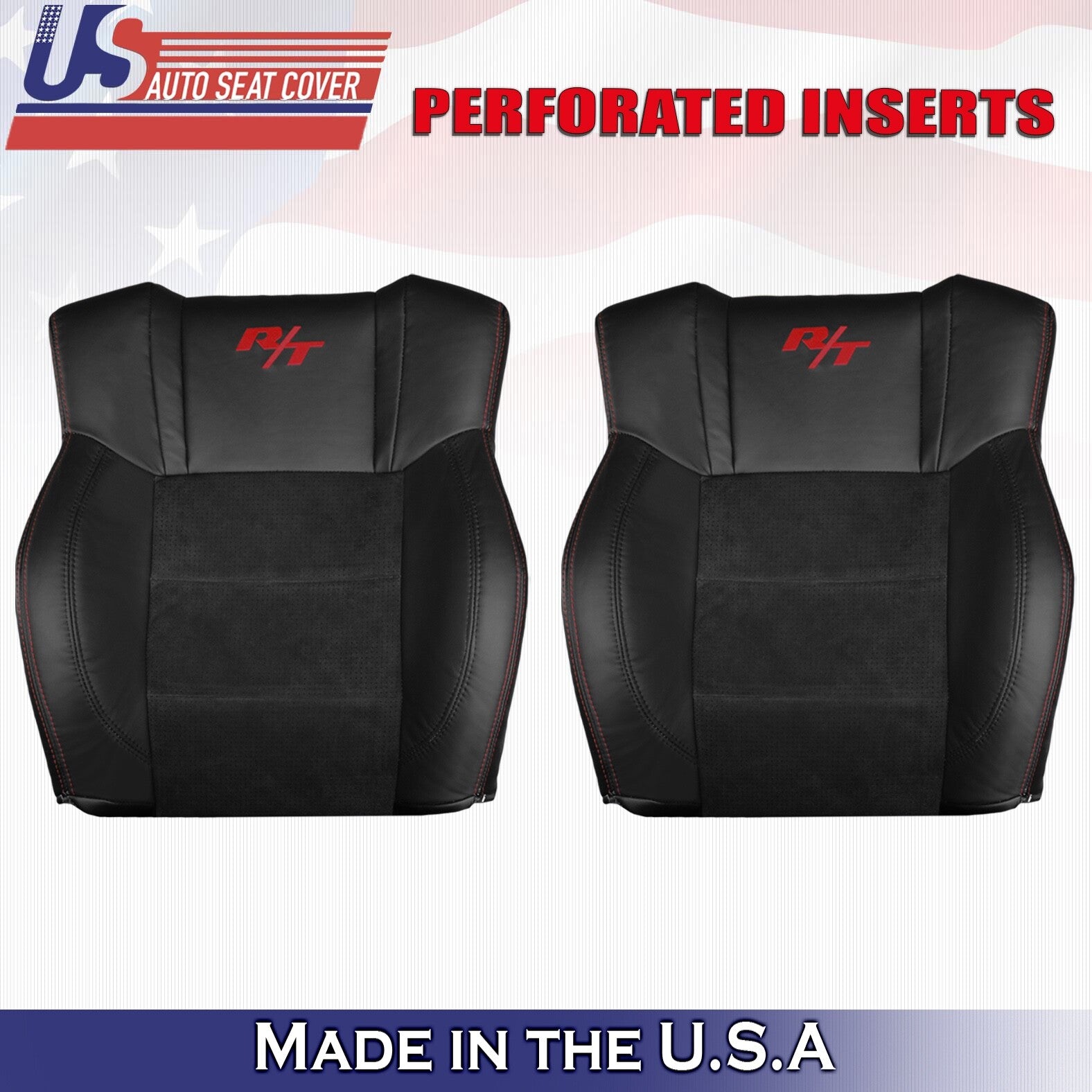 2006 to 2010 For Dodge Charger RT Driver & Passenger Top Perf Leather Covers BLK