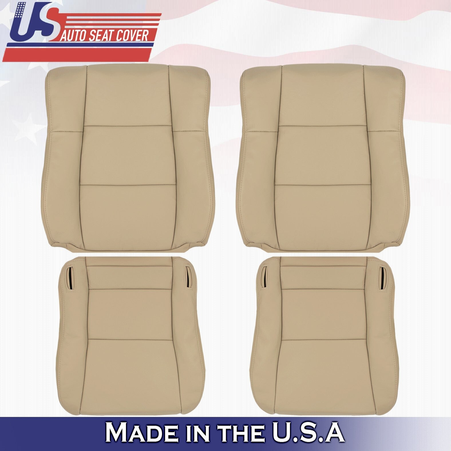 1997 1998 1999 For Lexus ES300 2x Top & 2x Bottom Leather Seat Covers Ivory Tan